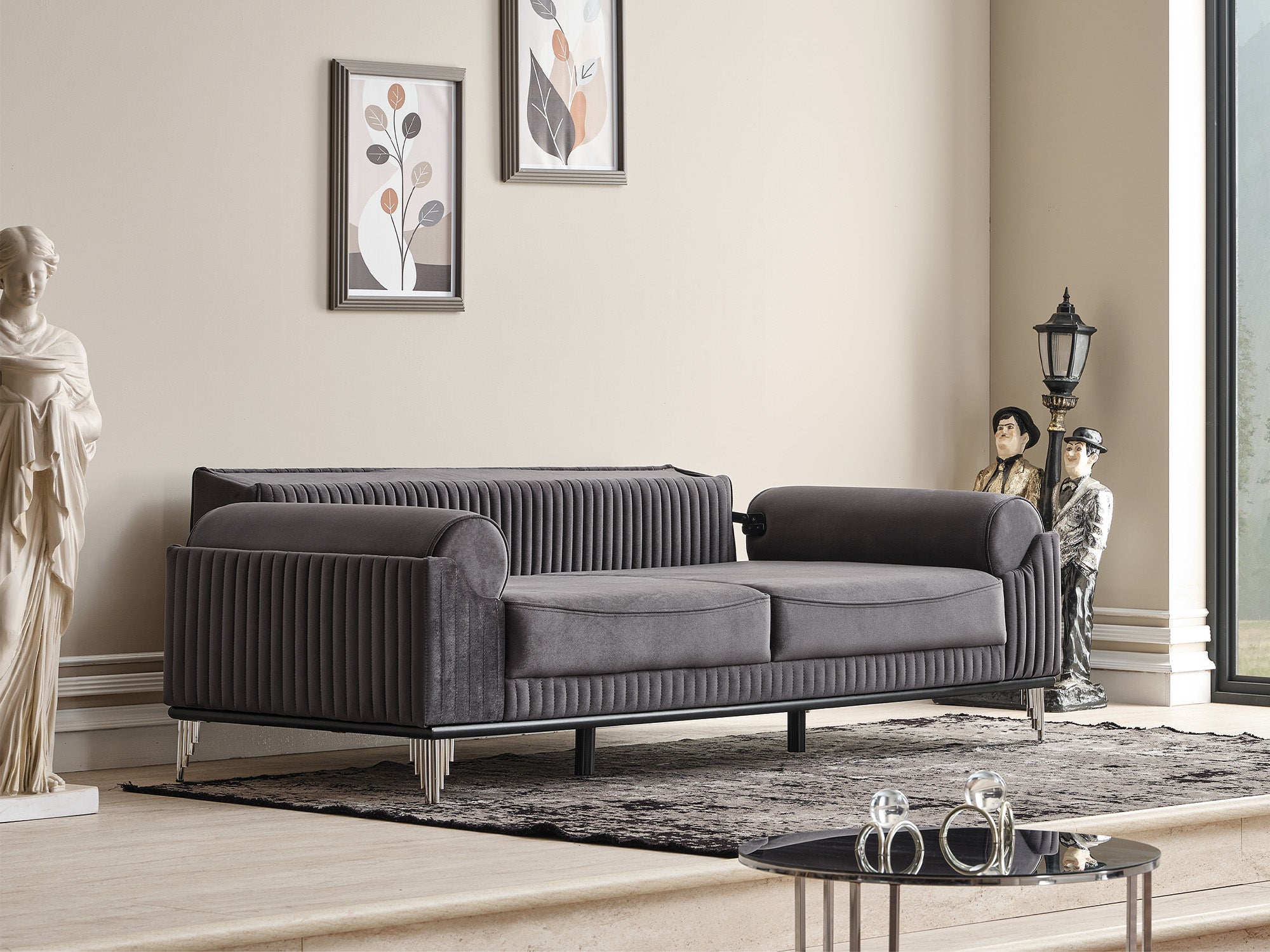 Everest Convertible Sofa Grey