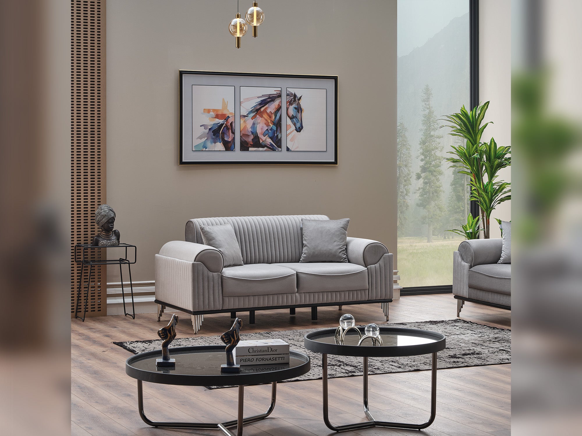 Everest Convertible Loveseat Light Grey