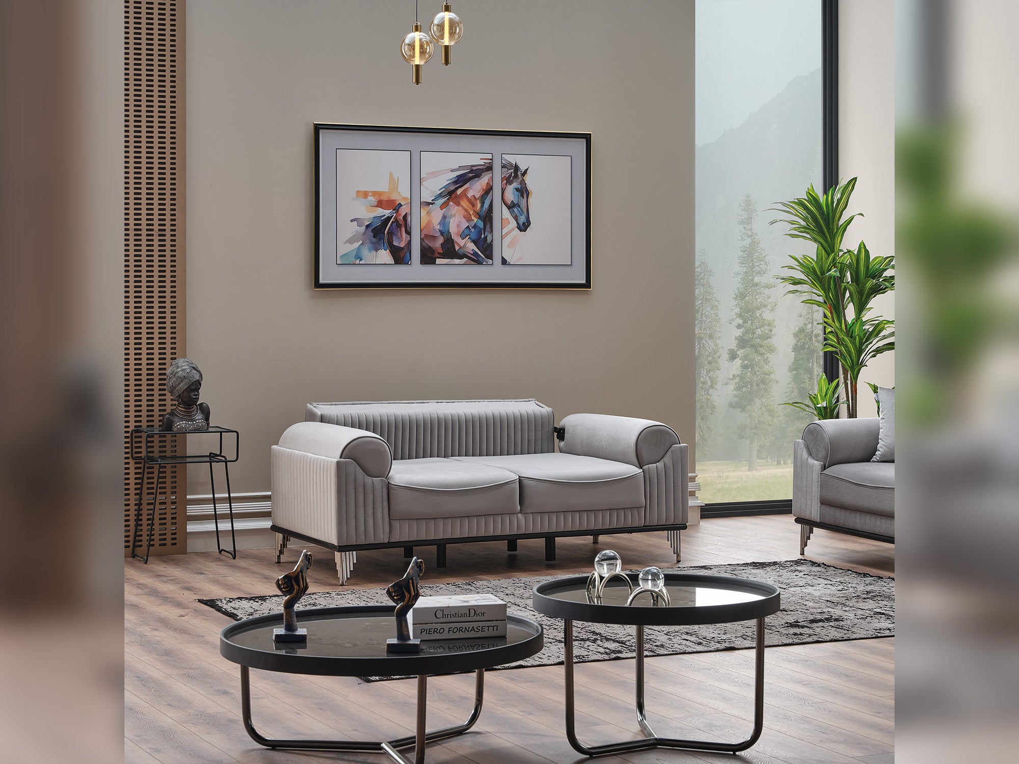 Everest Convertible Loveseat Light Grey