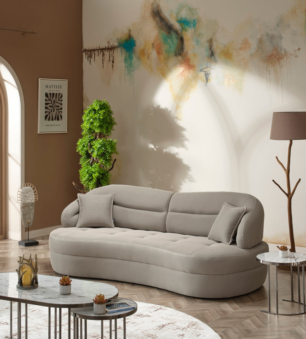 Gloria Convertible Livingroom (2 Sofa & 2 Chair) Cream