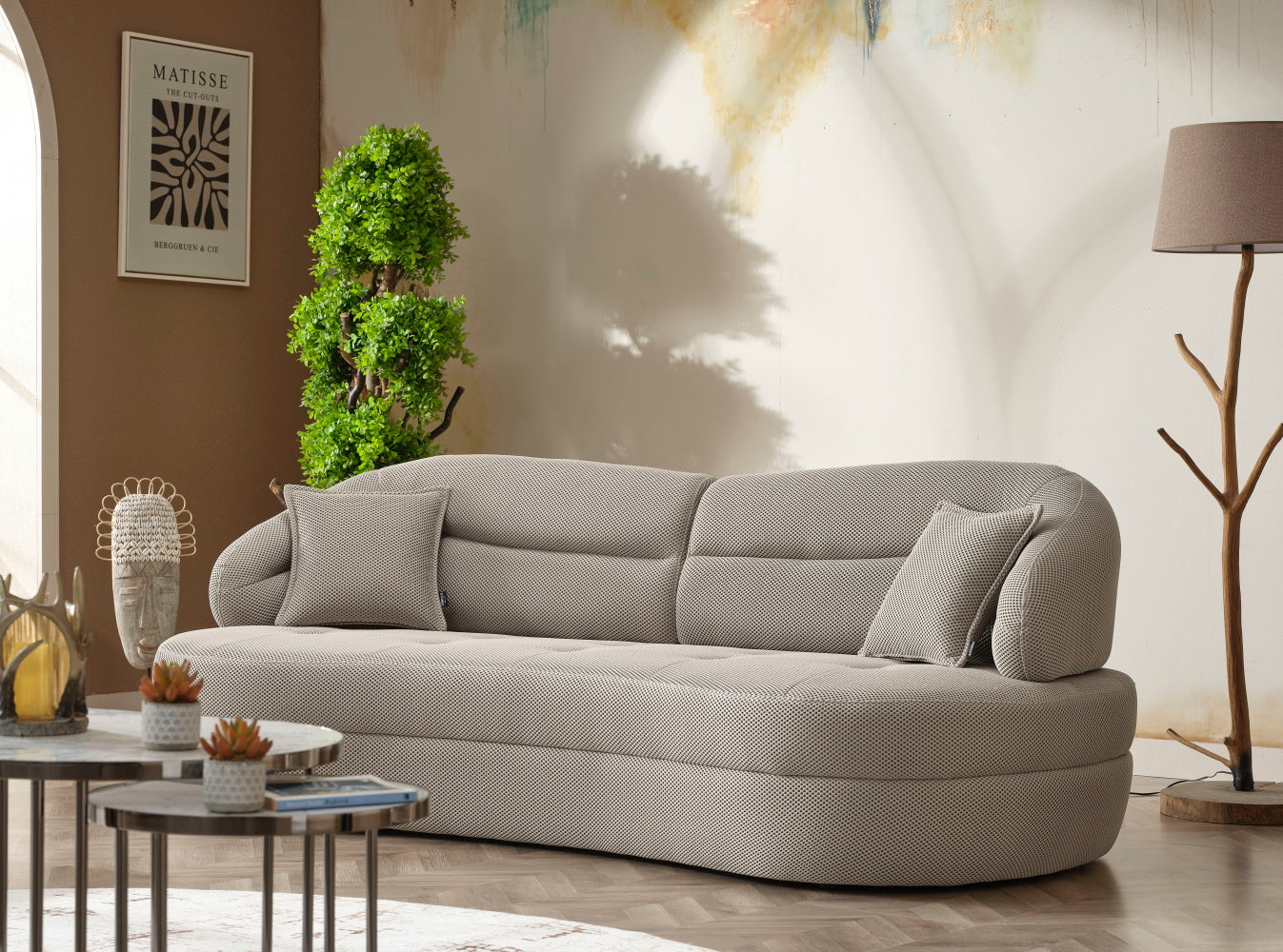 Gloria Convertible Livingroom (2 Sofa & 2 Chair) Cream