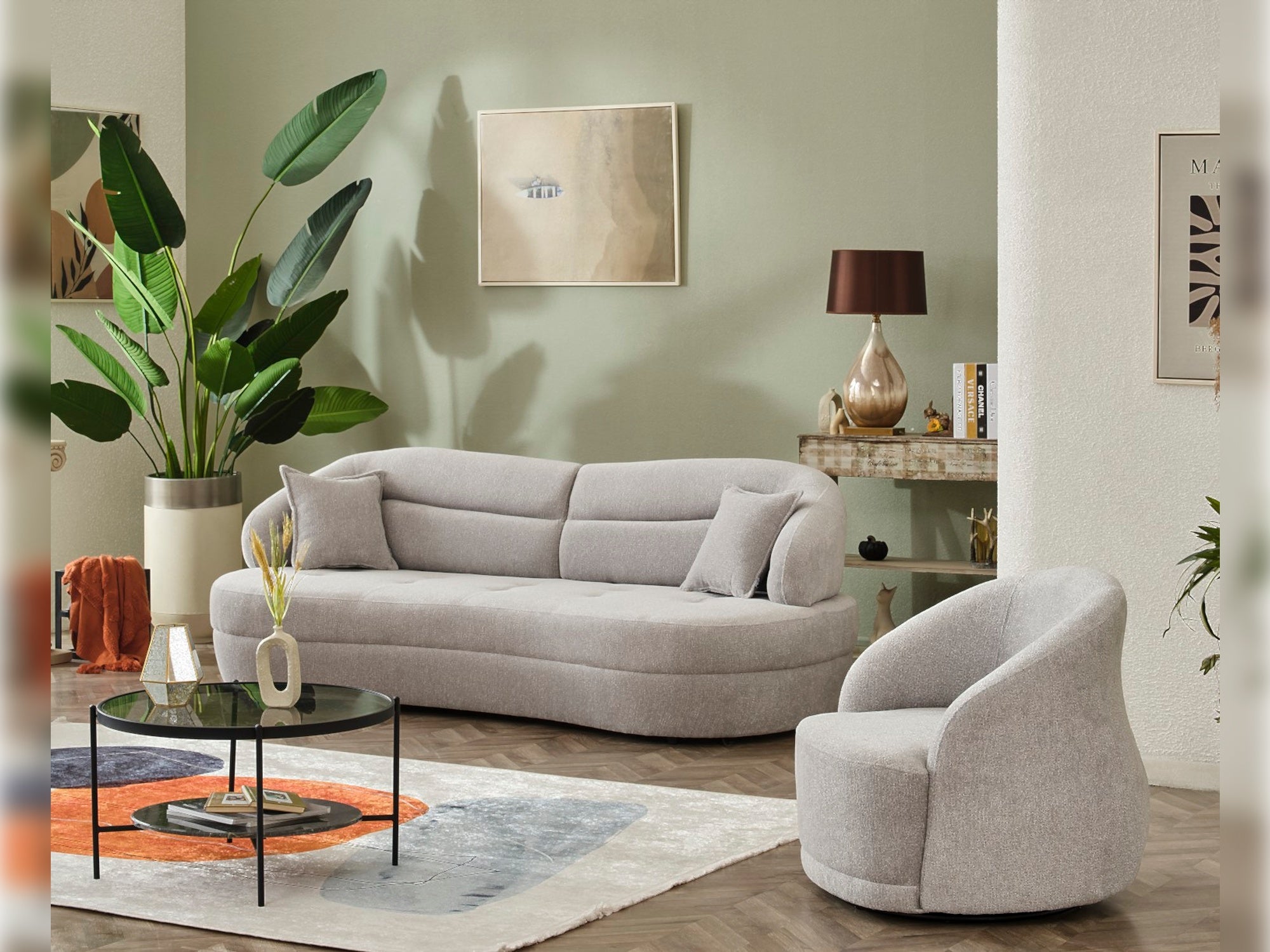 Gloria Swivel Chair Cream