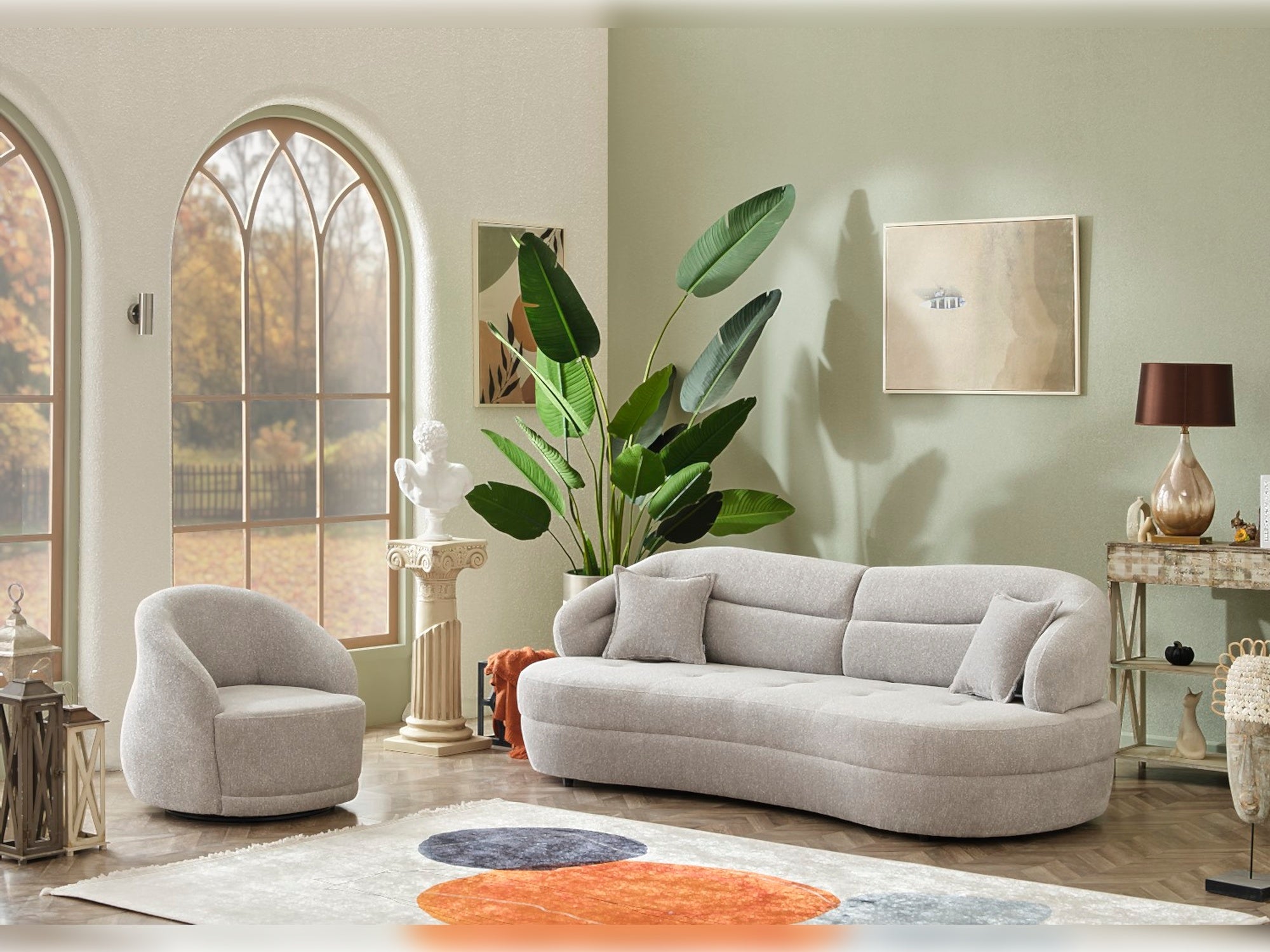 Gloria Swivel Chair Cream