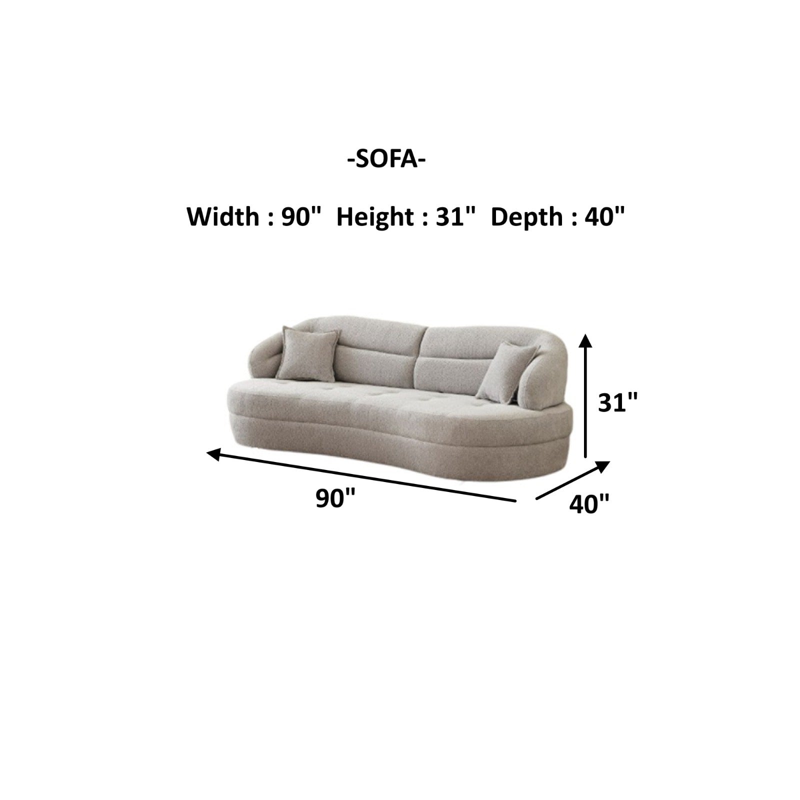 Gloria Convertible Livingroom (2 Sofa & 2 Chair) Cream