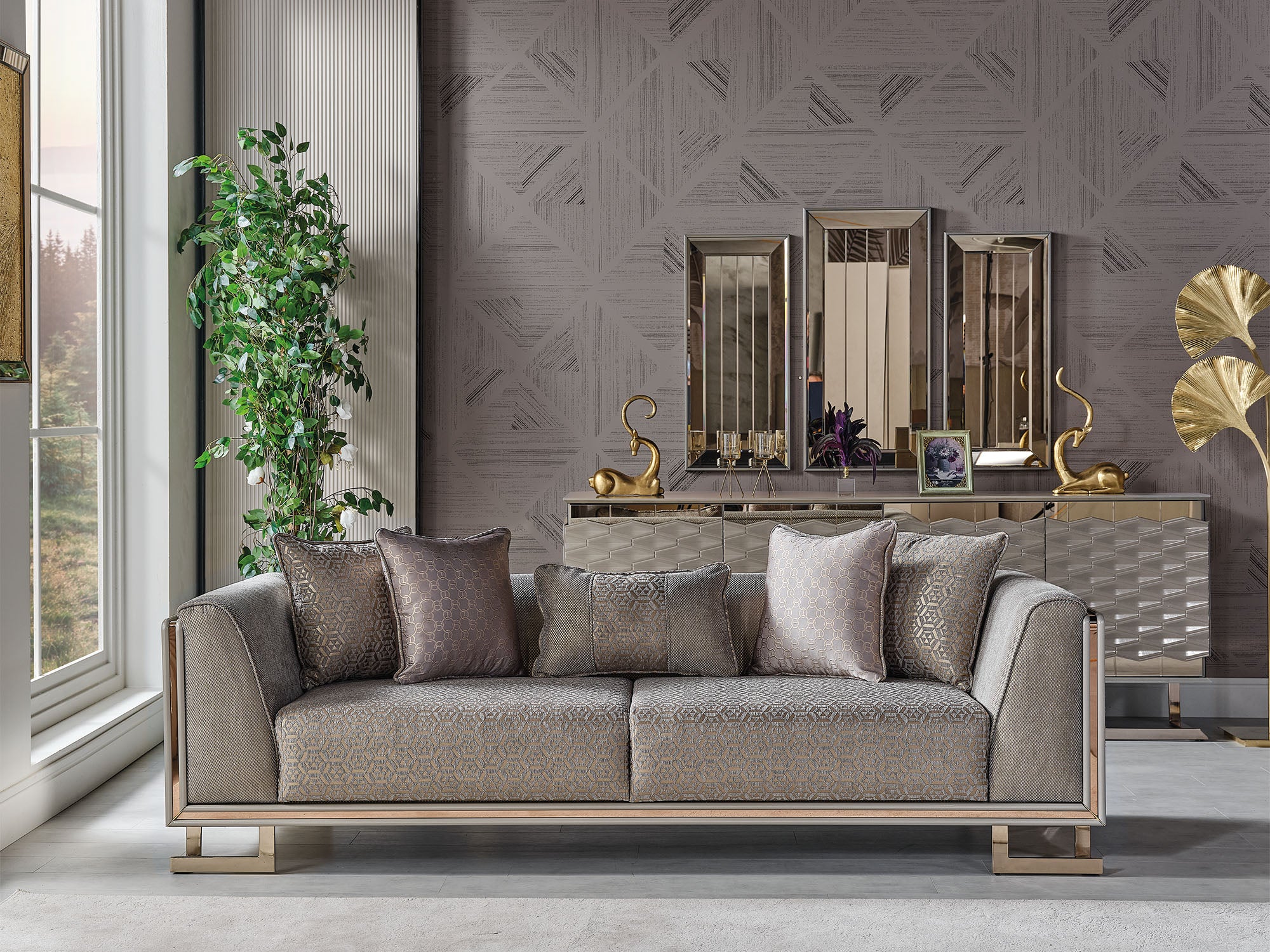 Gokce Stationary Sofa Grey