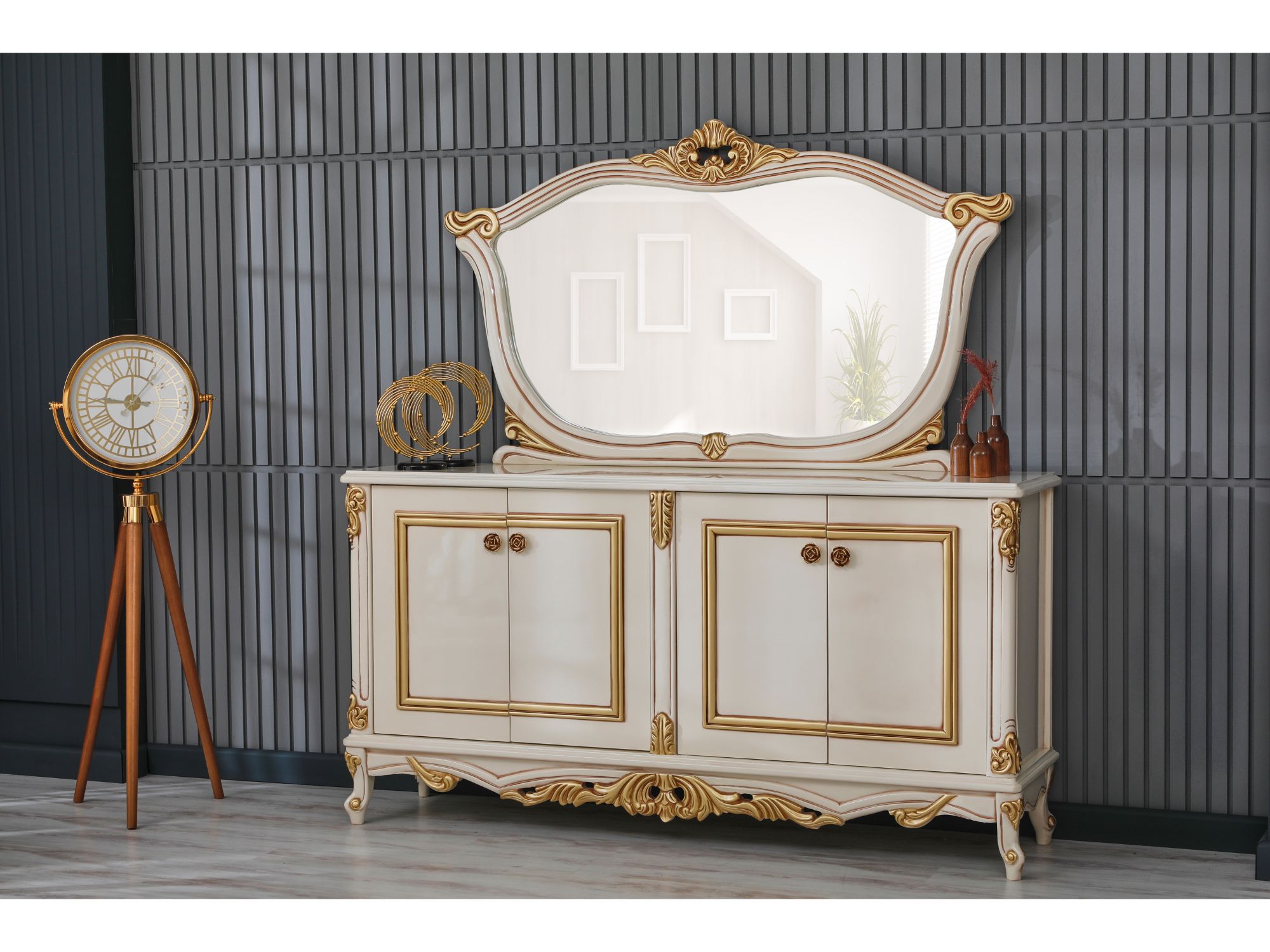 Buse Diningroom Consol With Mirror Cream