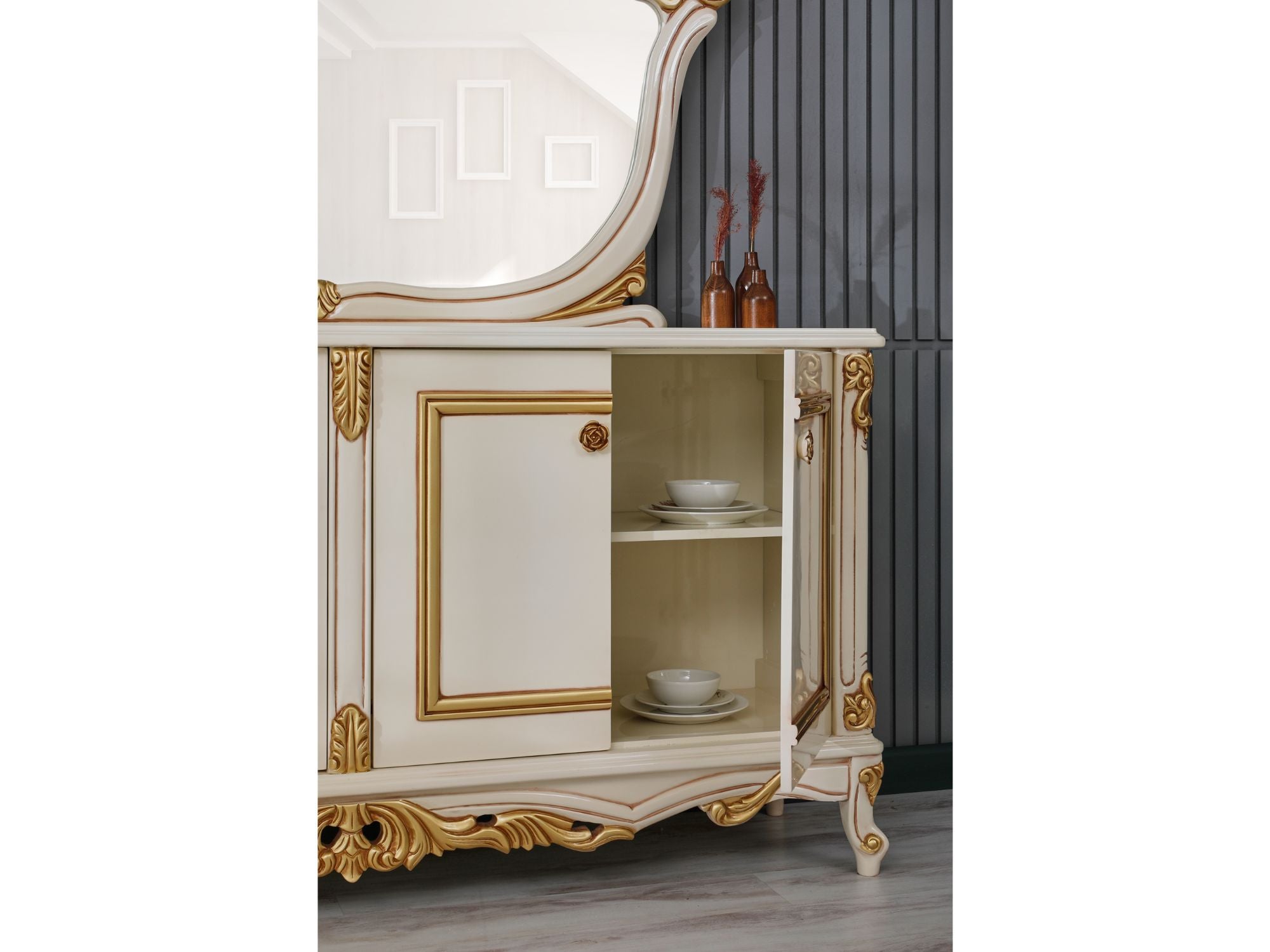 Buse Diningroom Consol With Mirror Cream