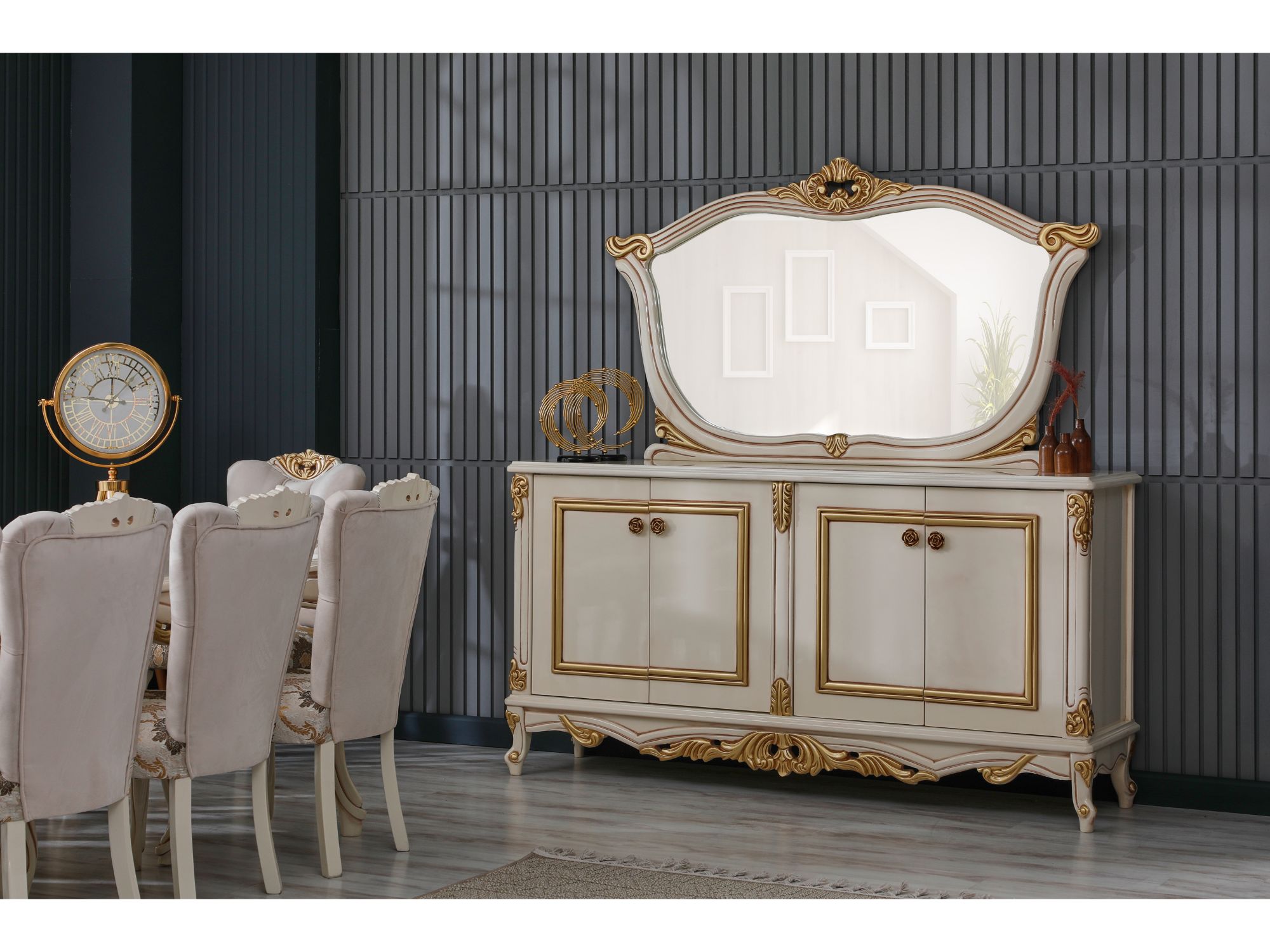 Buse Diningroom Consol With Mirror Cream