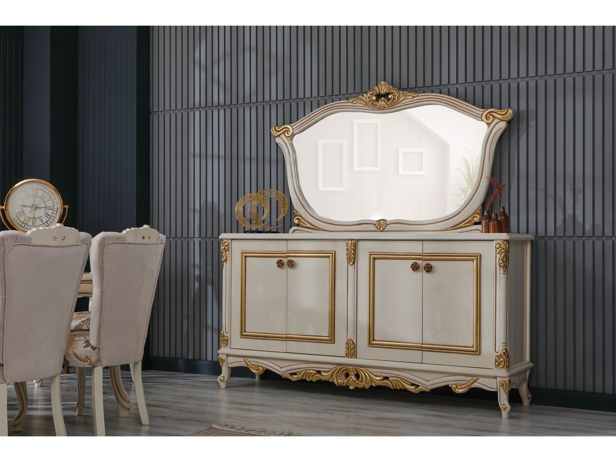 Buse Diningroom Consol With Mirror Cream