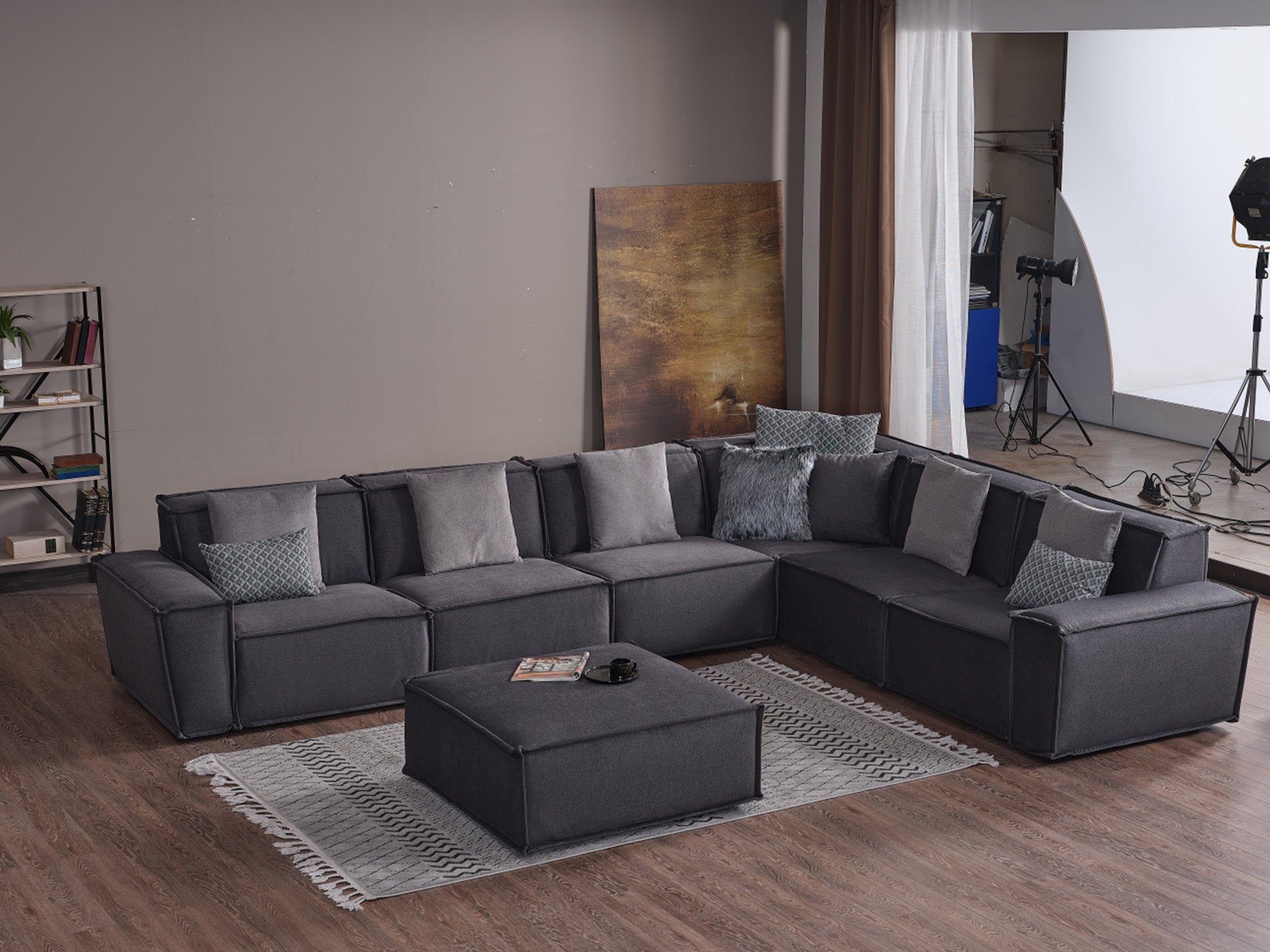 Padova Sectional With Ottoman Grey