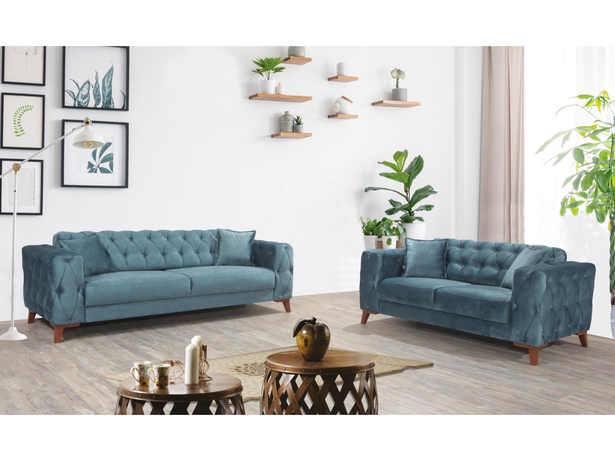 Joza Convertible Livingroom Loveseat Blue