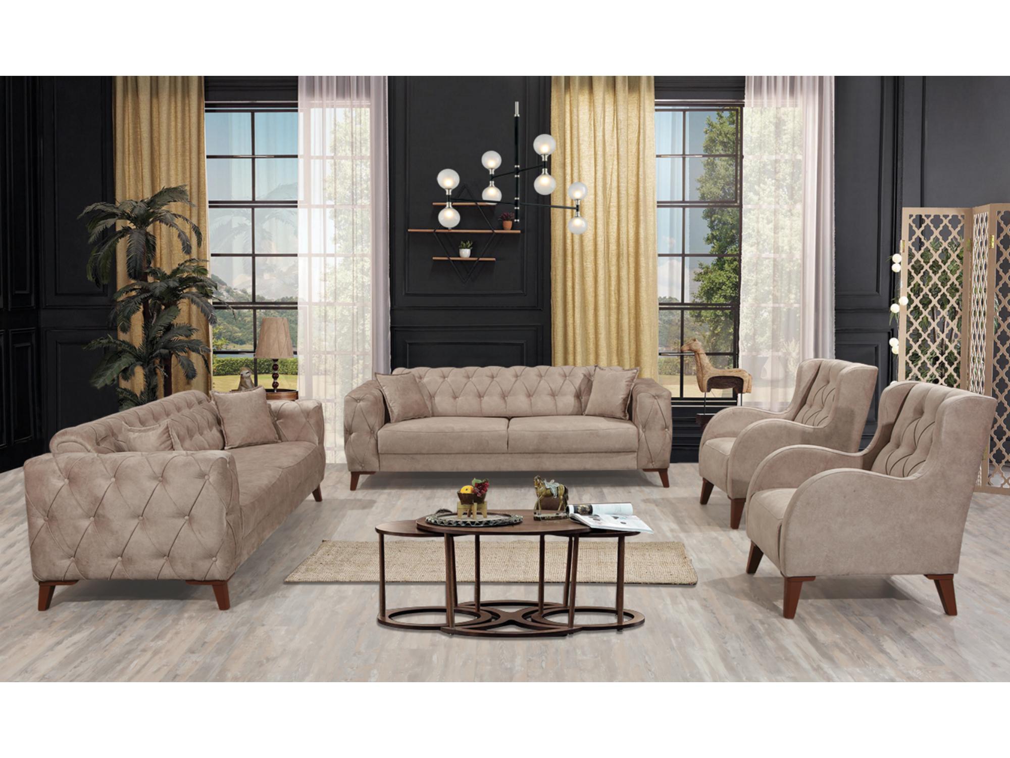 Joza Convertible livingroom (2 Sofa & 2 Chair) Beige