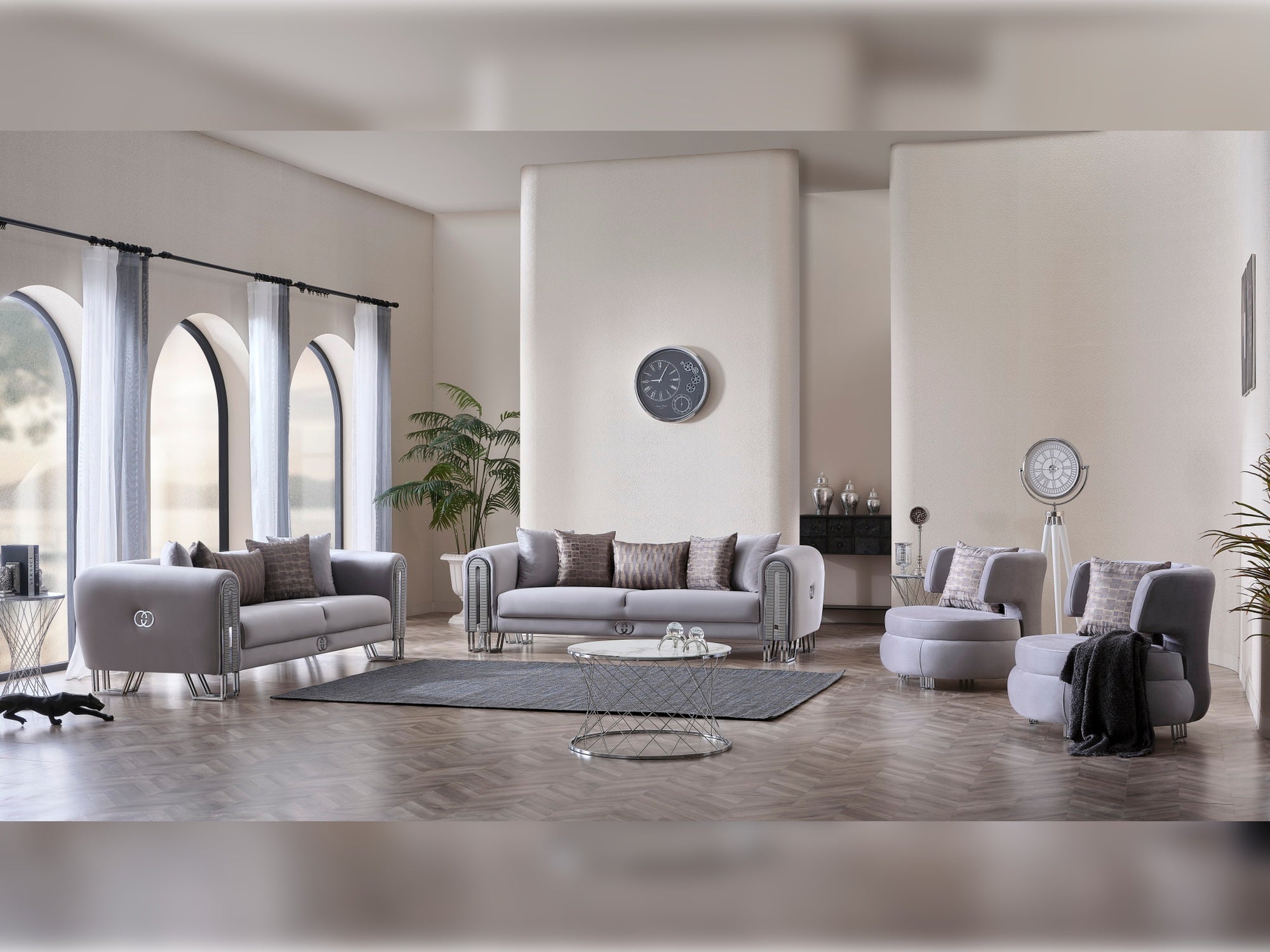 Kapadokya Stationary Livingroom Set (2 Sofa & 2 Chair) Grey