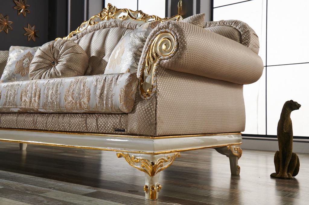 Kardelen Traditional Loveseat Cream