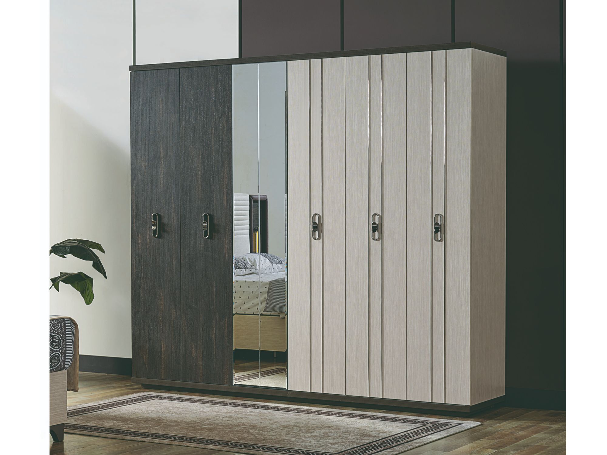 Nero Bedroom (Queen Storage Bed With Headboard & Dresser With Mirror & 2 Nightstand )