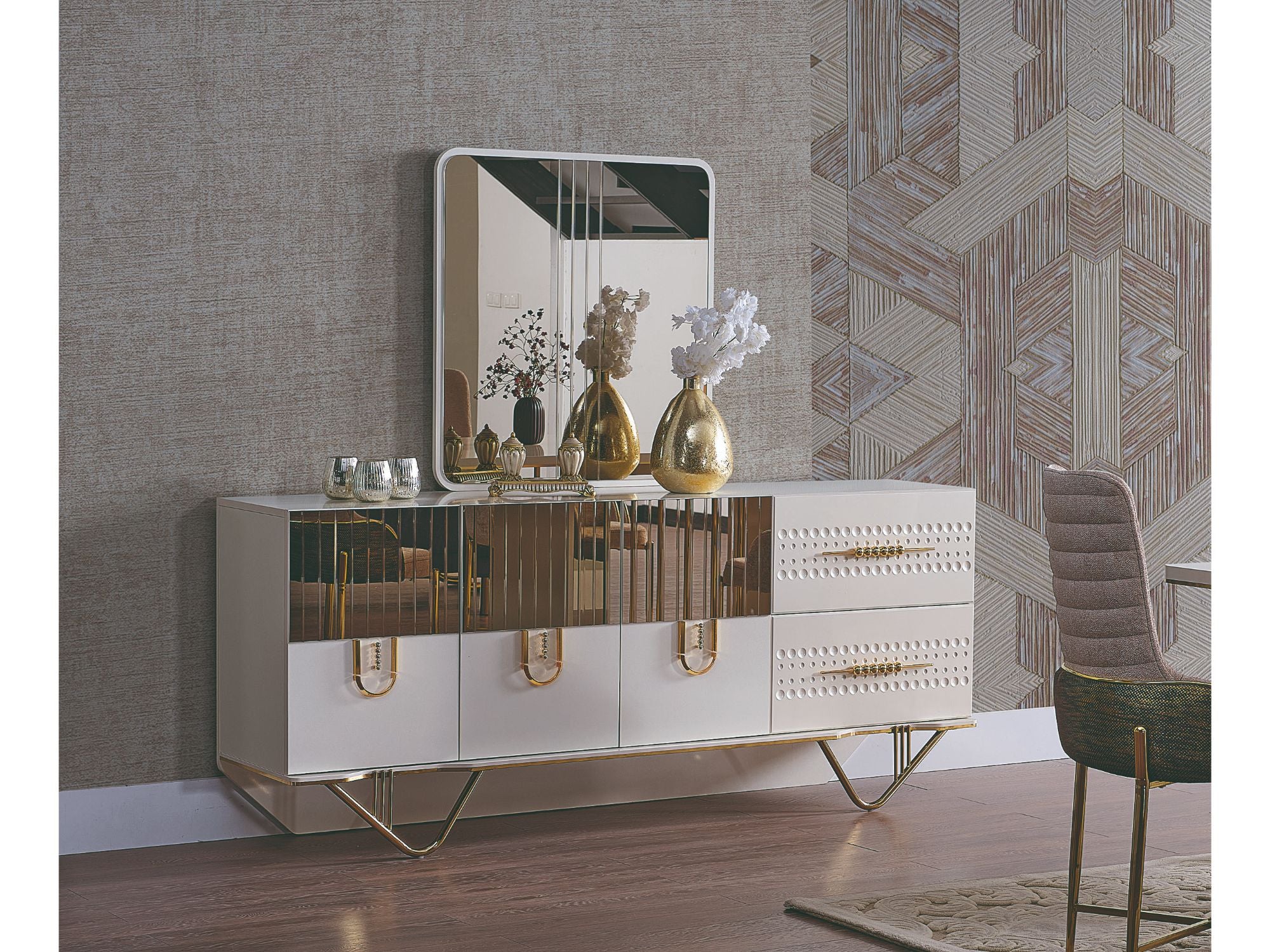Valence Diningroom (Consol With Mirror & Dining Table & 6 Dining Chair)