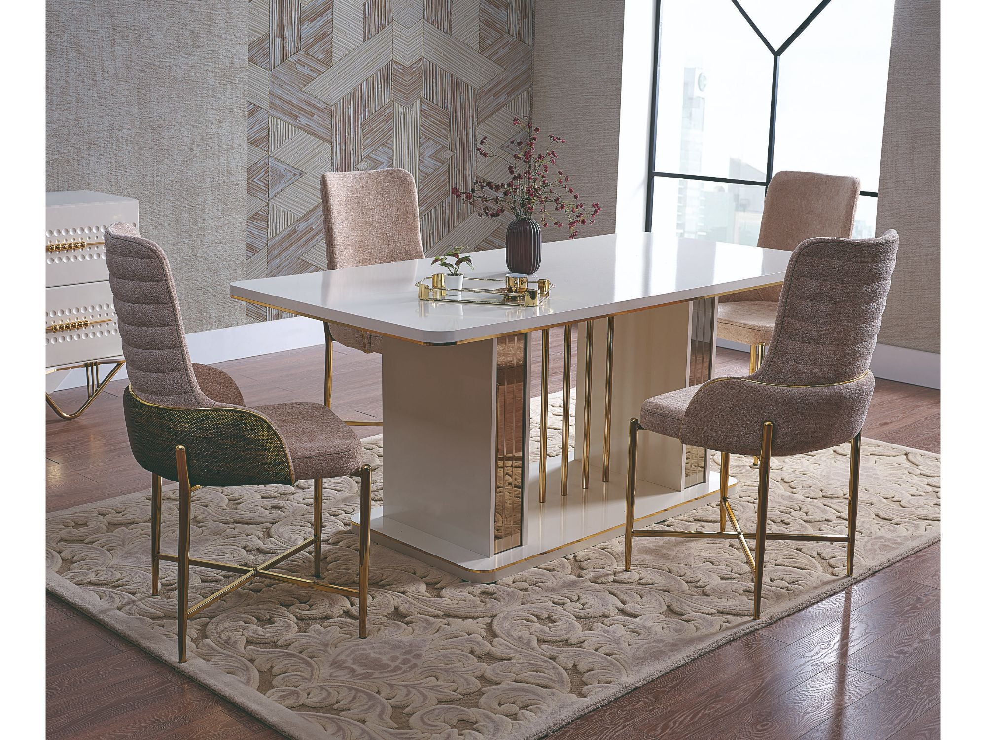 Valence Diningroom (Consol With Mirror & Dining Table & 6 Dining Chair)