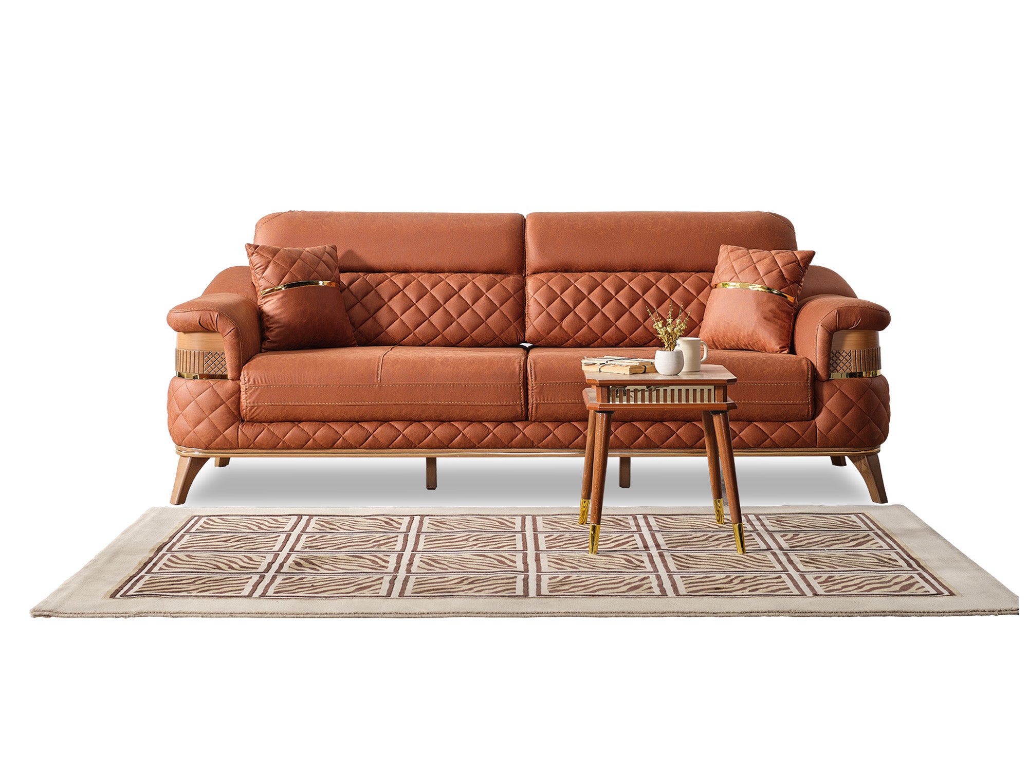 Kristal Convertible Livingroom (2 Sofa & 2 Chair) Dark Brick