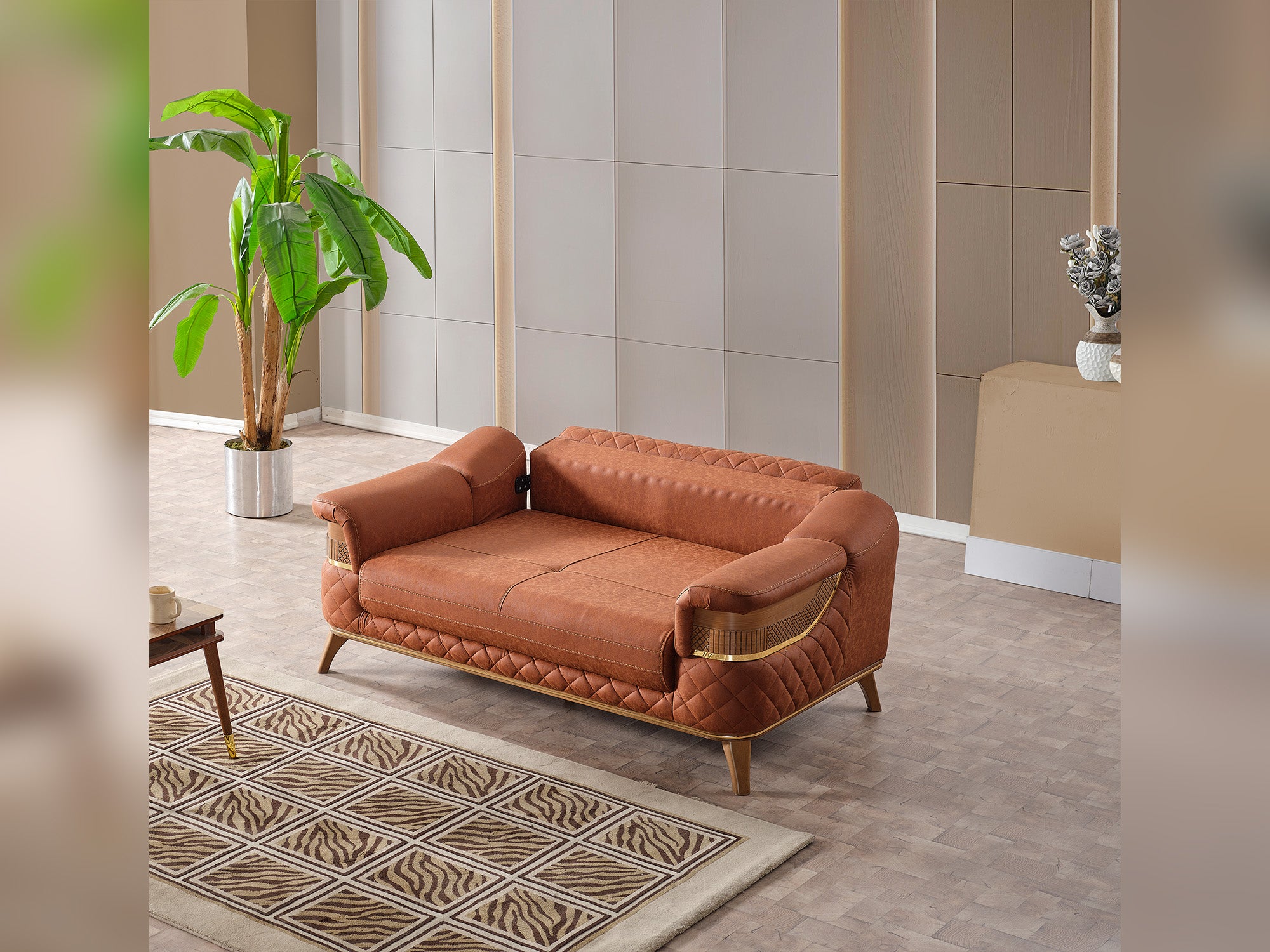 Kristal Convertible Loveseat Dark Brick