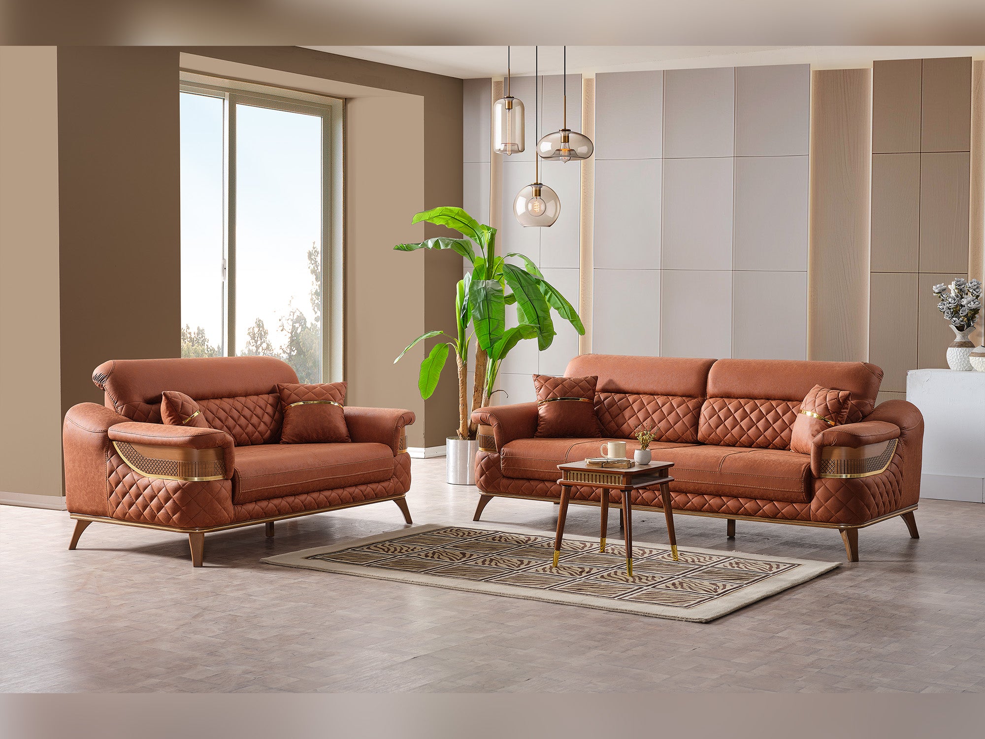 Kristal Convertible Loveseat Dark Brick
