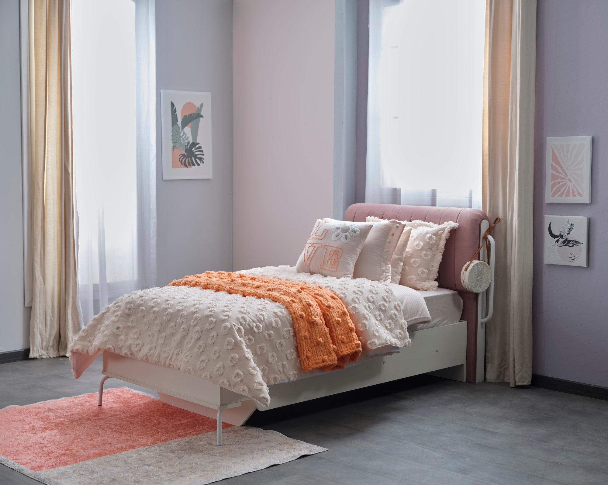 Linda Kids Room Set (Twin Bed & Study Desk & Nightstand)