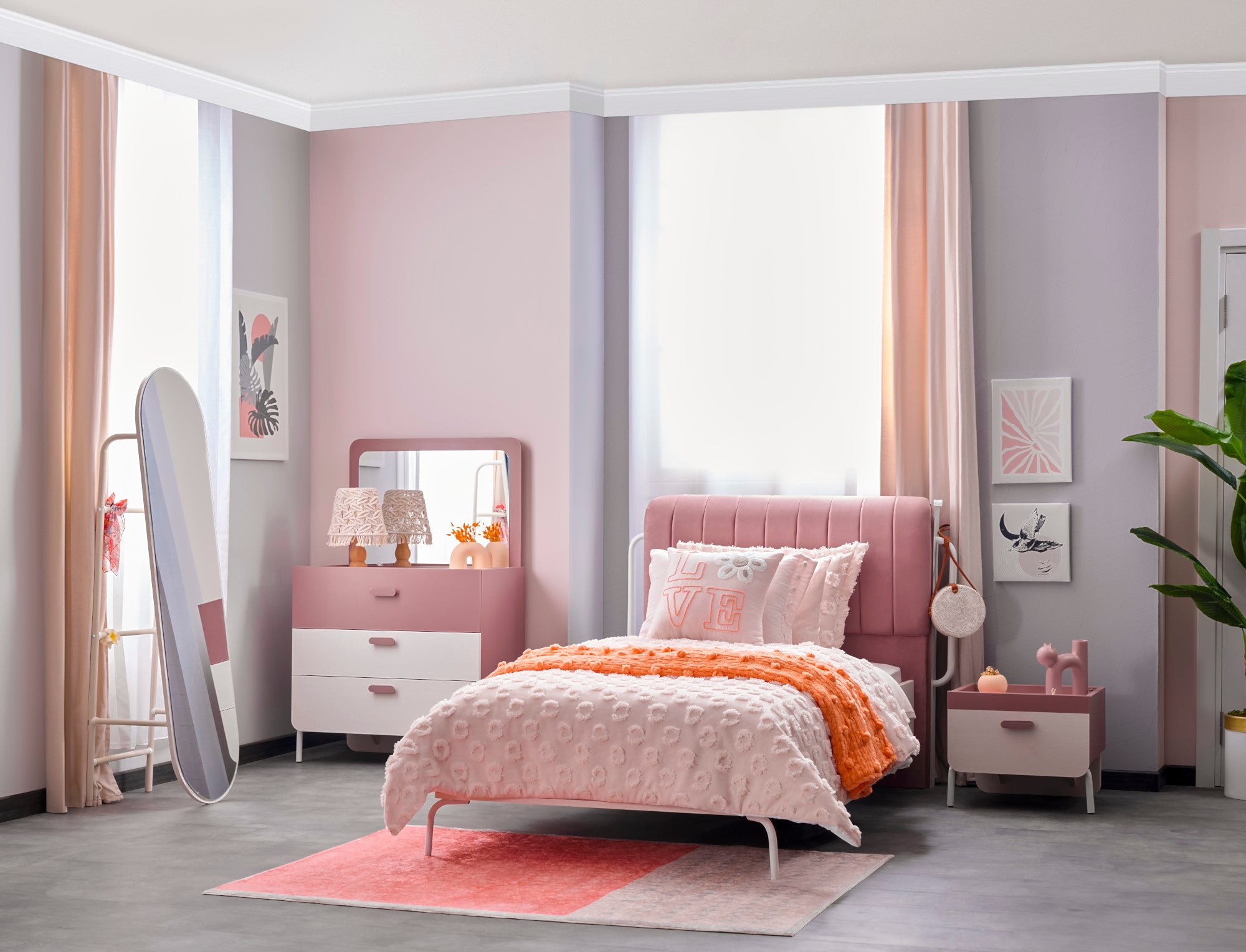 Linda Kids Room Set (Twin Bed & Study Desk & Nightstand)