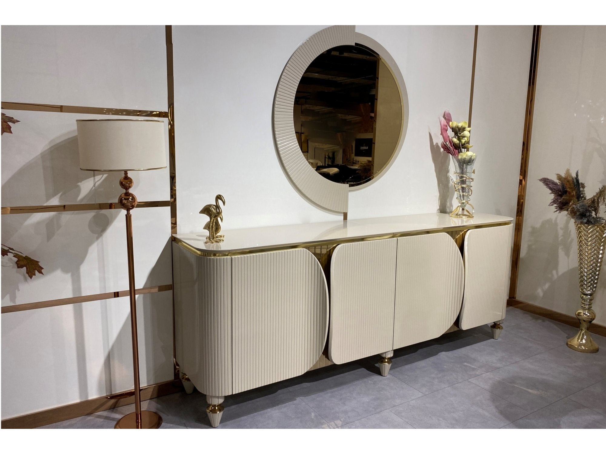 Lizbon Diningroom Set (Consol With Mirror & Dining Table & 6 Dining Chair)