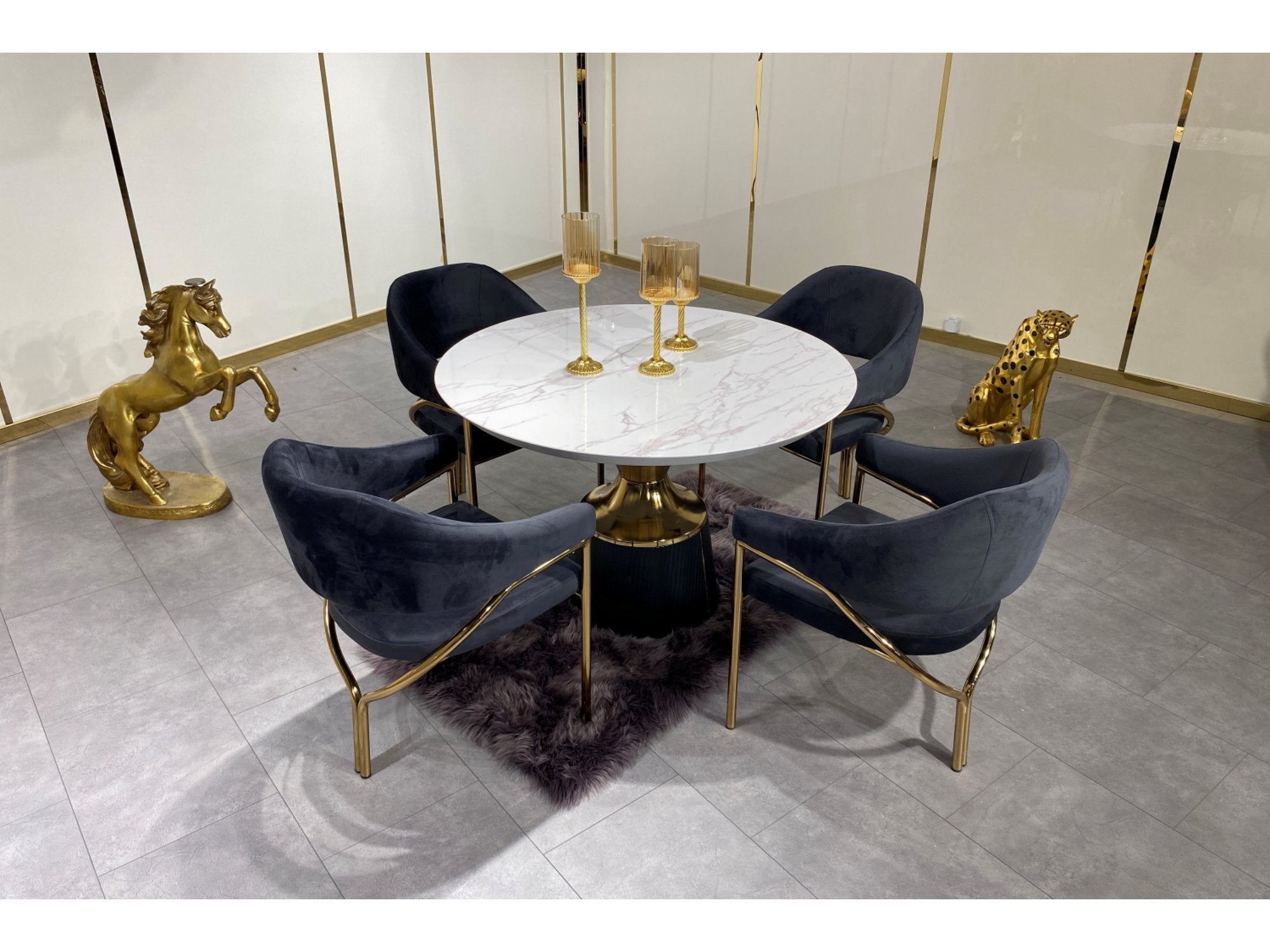 Lizbon Diningroom Set (Consol With Mirror & Dining Table & 6 Dining Chair)
