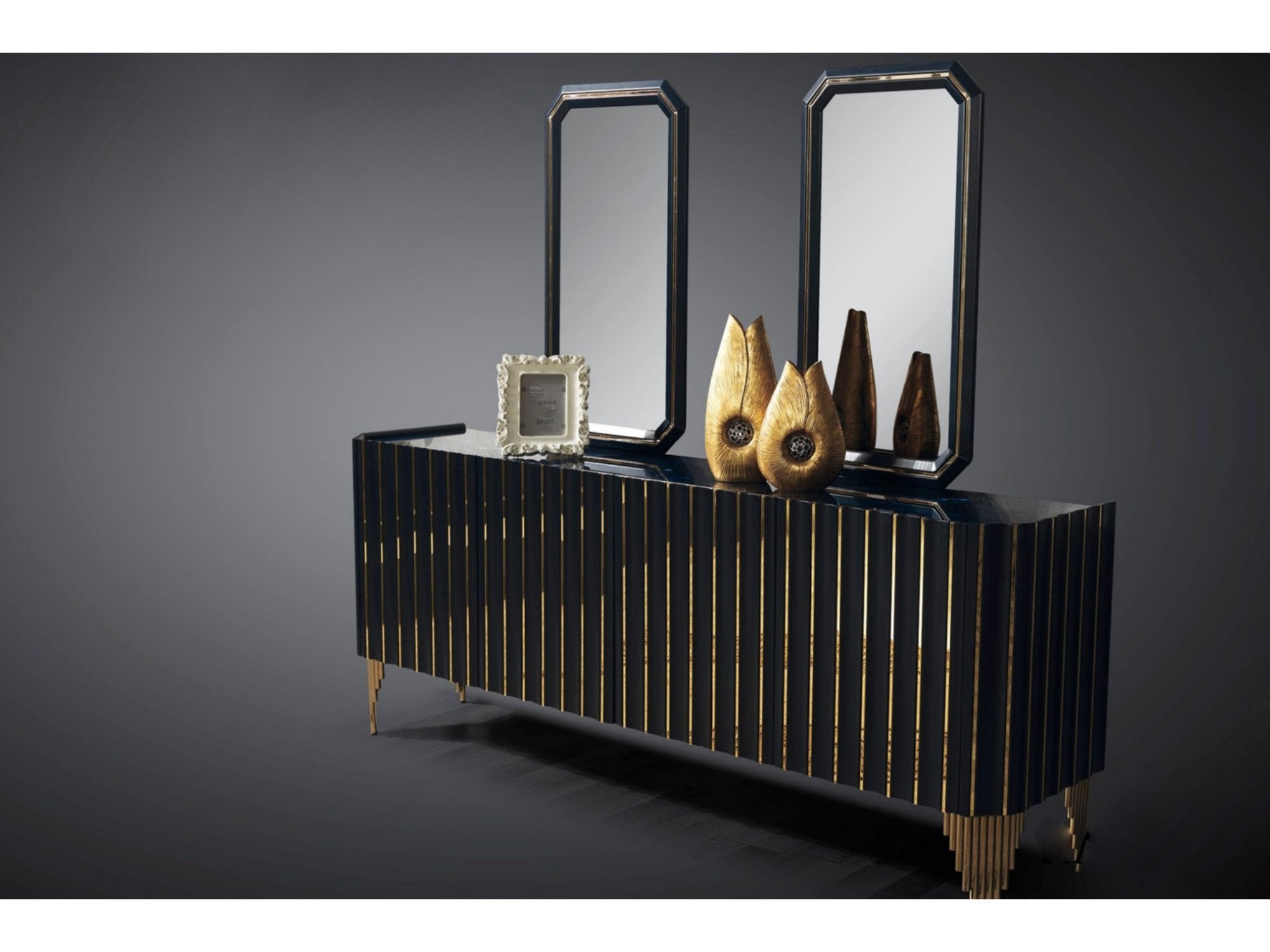 Lotus Diningroom Set (Table & 6 Chair & Console With Mirror)