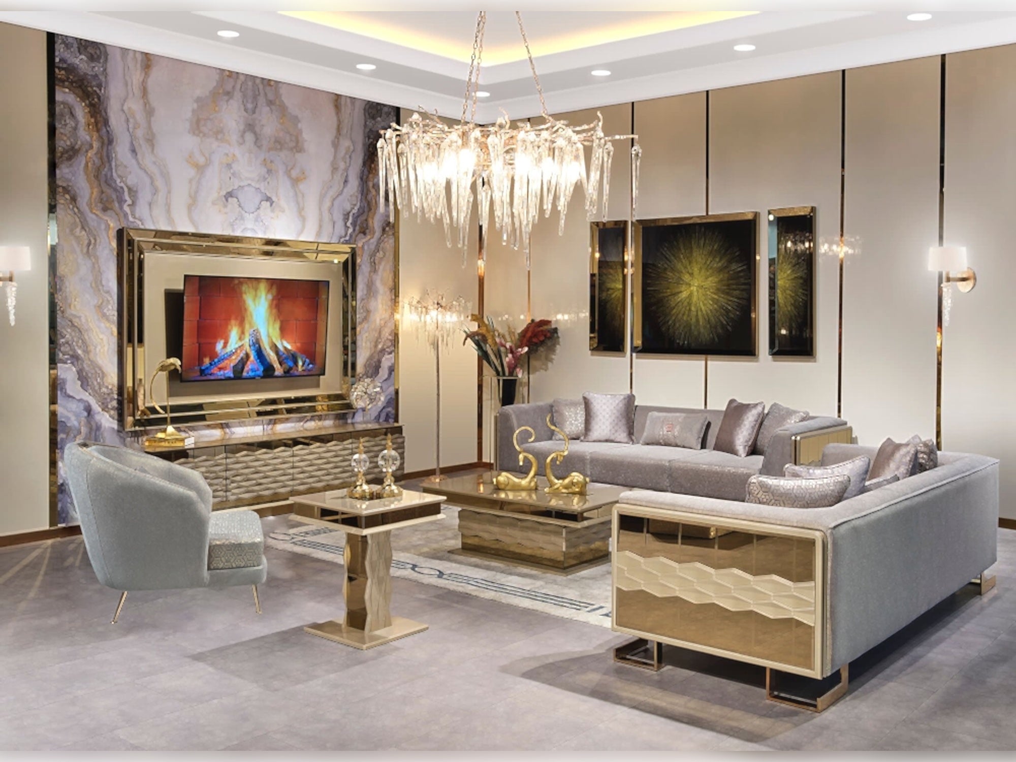 Lucas Stationary Livingroom Set (2 Sofa & 2 Chair)