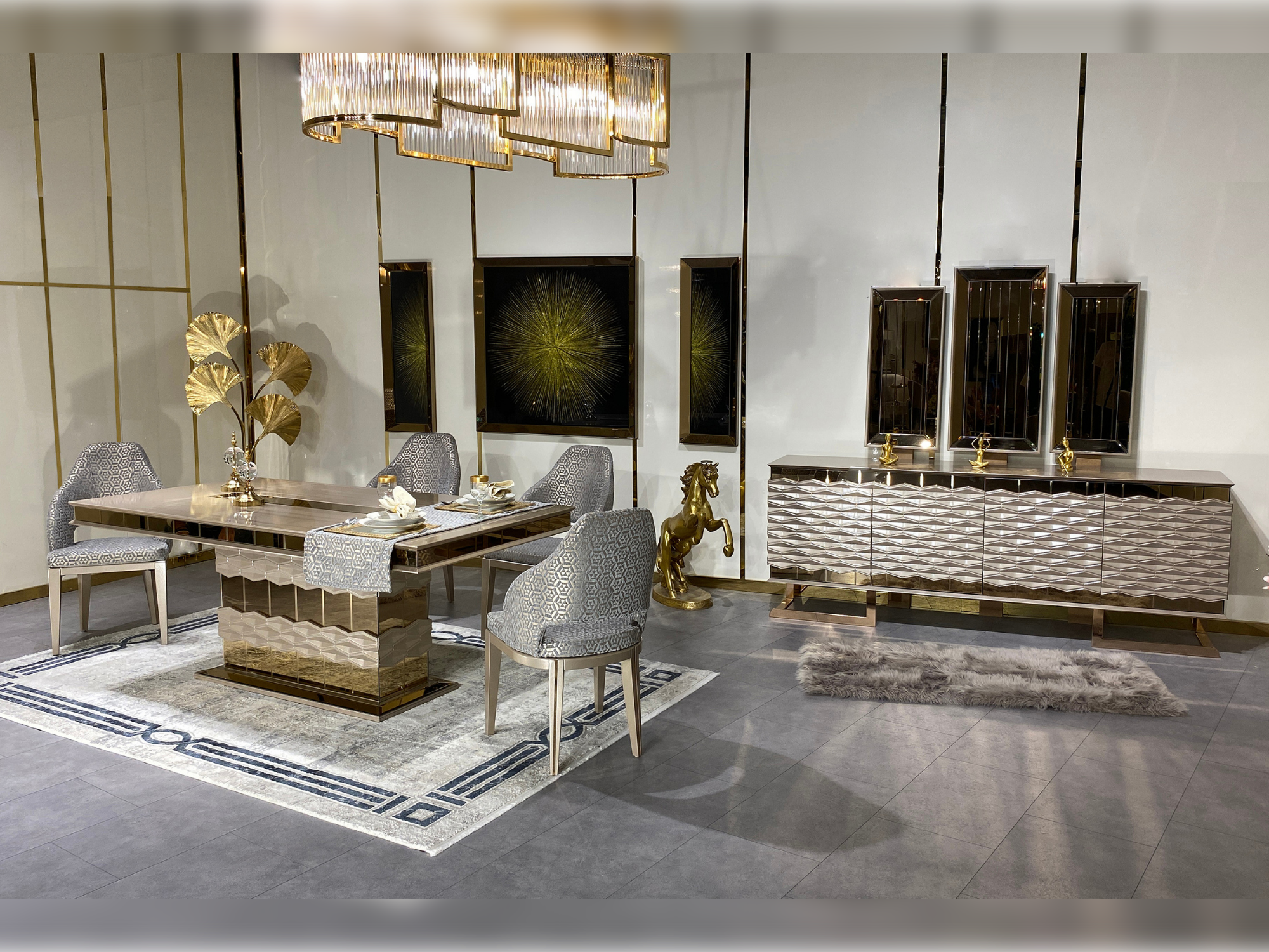 Lucas Diningroom Set (Table & 6 Chair & Console With Mirror)