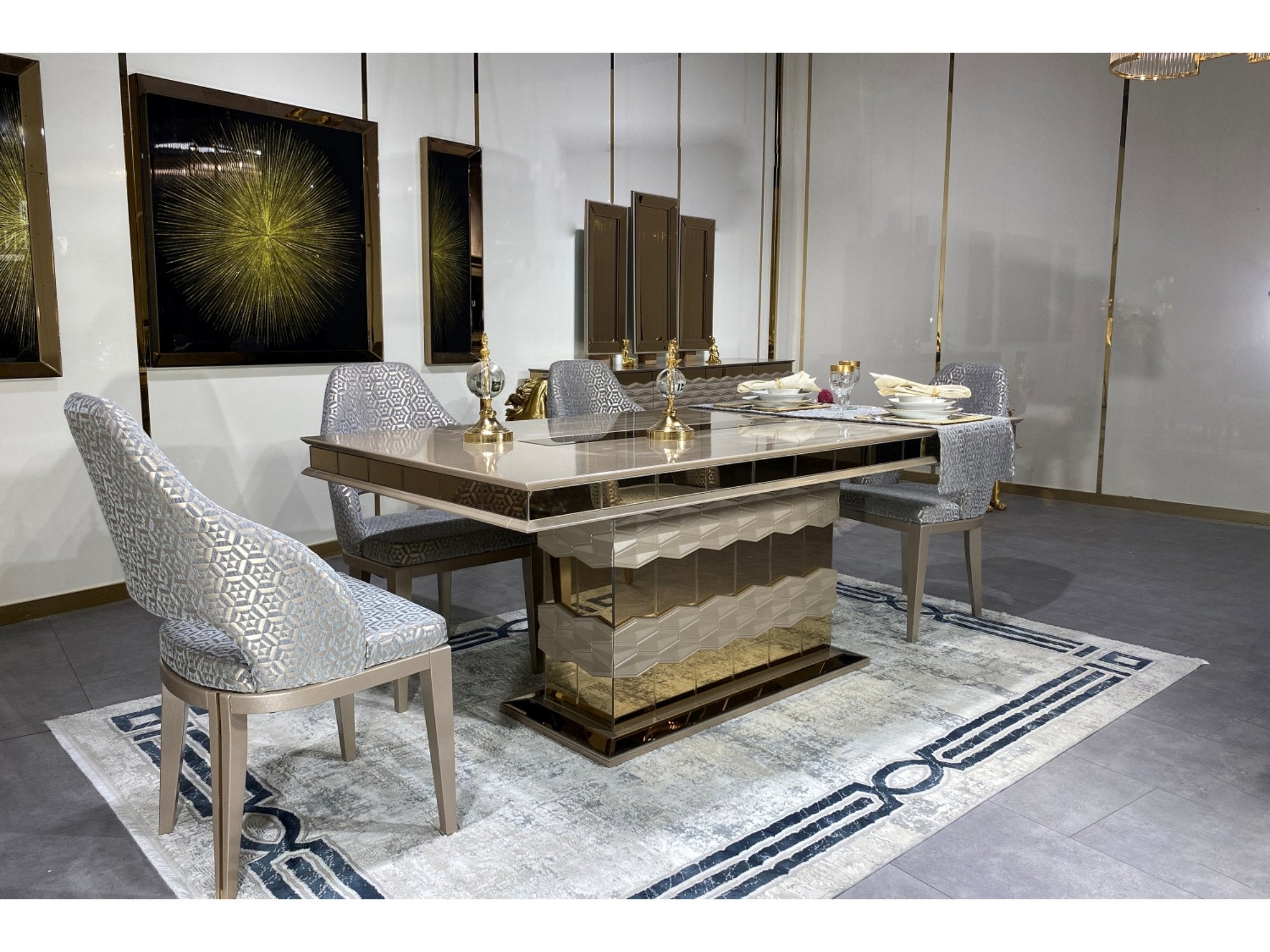 Lucas Diningroom Set (Table & 6 Chair & Console With Mirror)