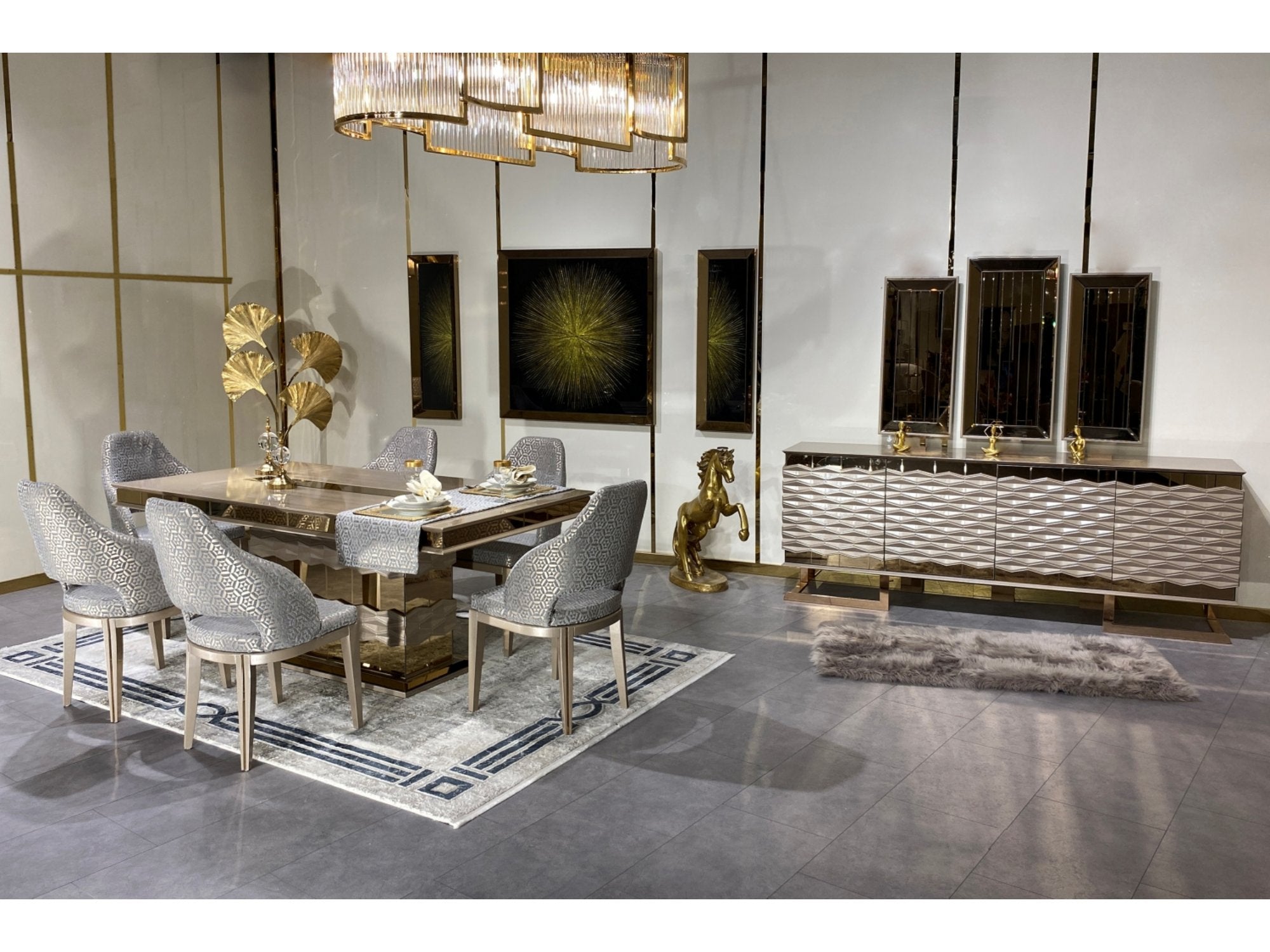 Lucas Diningroom Set (Table & 6 Chair & Console With Mirror)