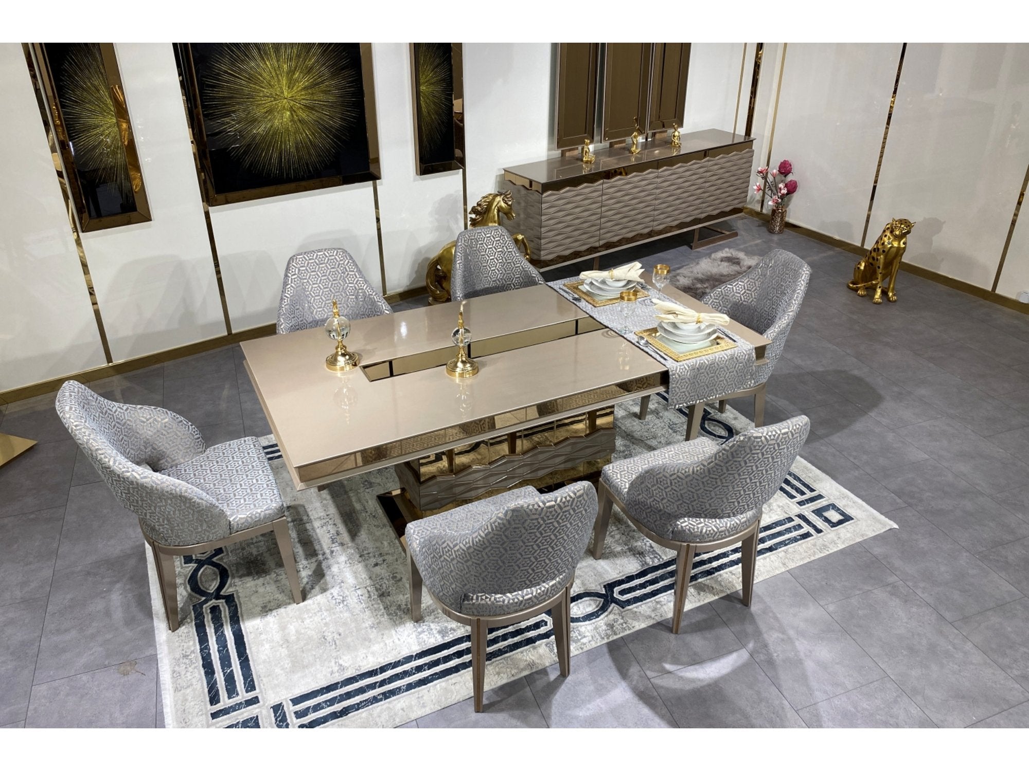 Lucas Diningroom Set (Table & 6 Chair & Console With Mirror)