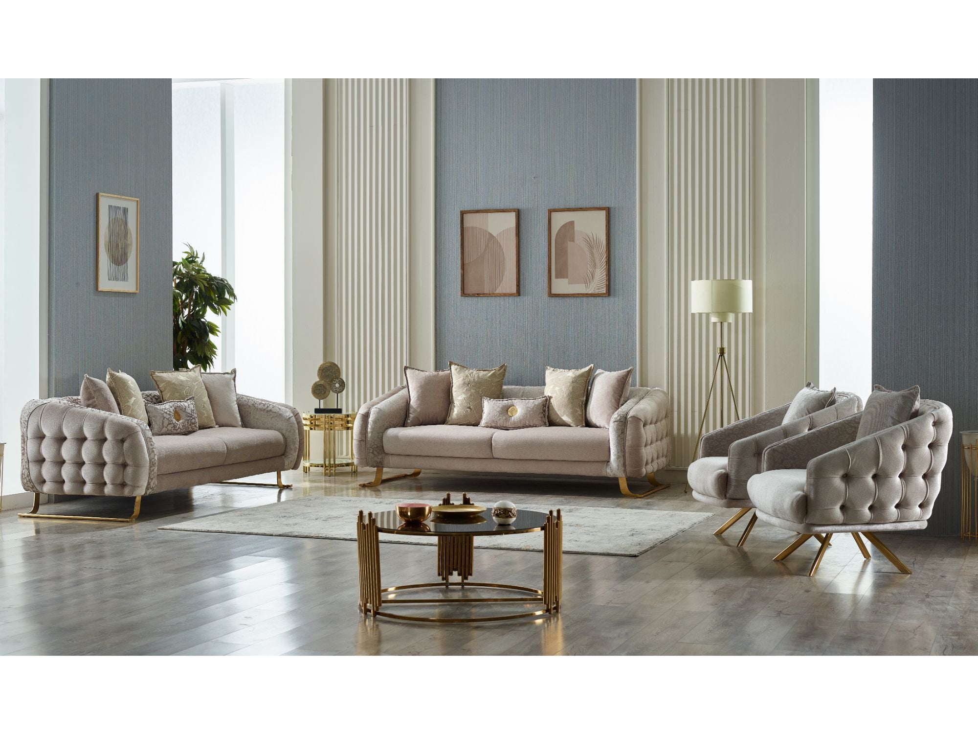 Laguna Stationary Livingroom Set (2 Sofa & 2 Chair) Cream