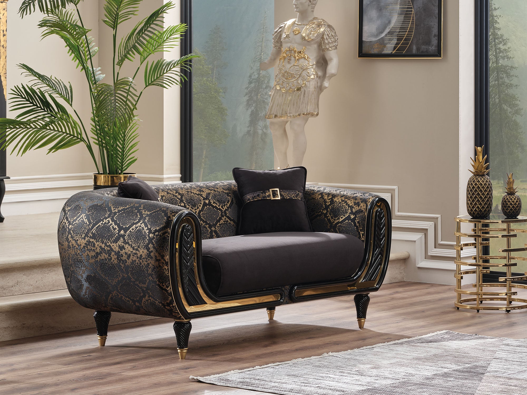 Lima Stationary Loveseat Black