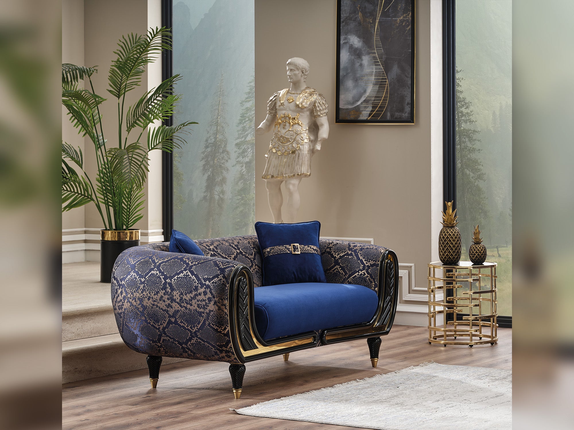 Lima Stationary Loveseat Blue