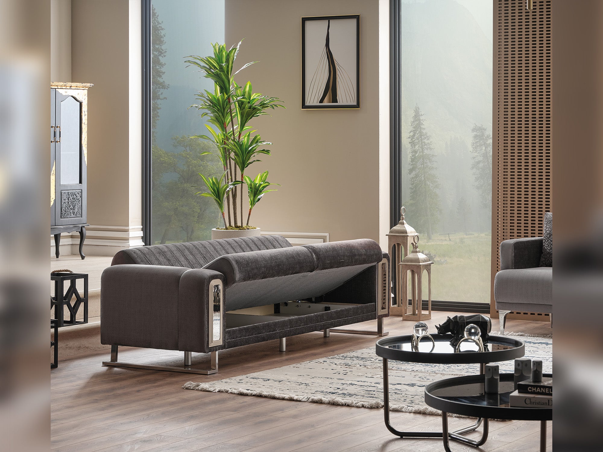 Lotus 3-pieces (Sofa & Loveseat & Chair) Livingroom Set Grey