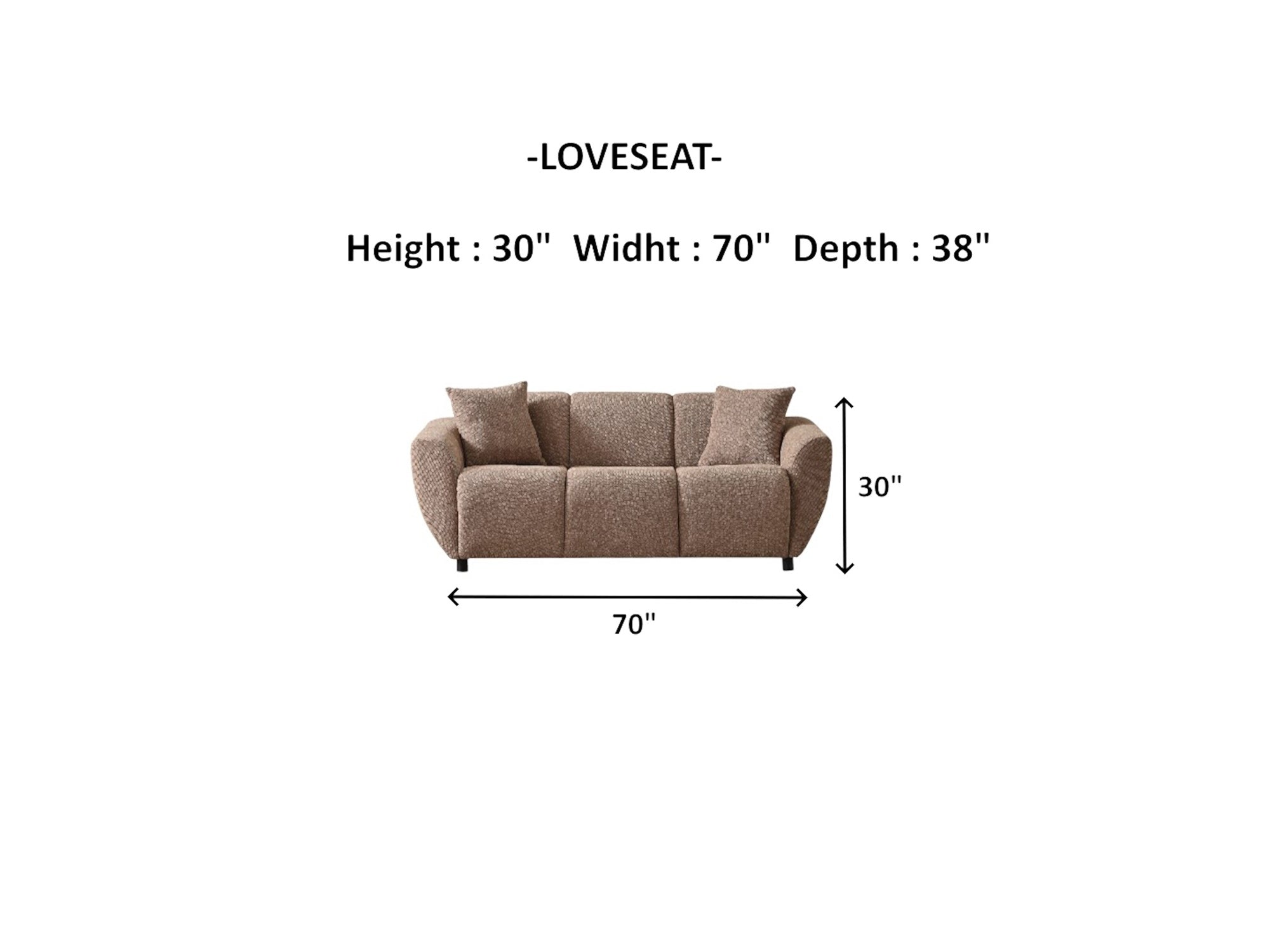 Vizyon Stationary Loveseat Brown