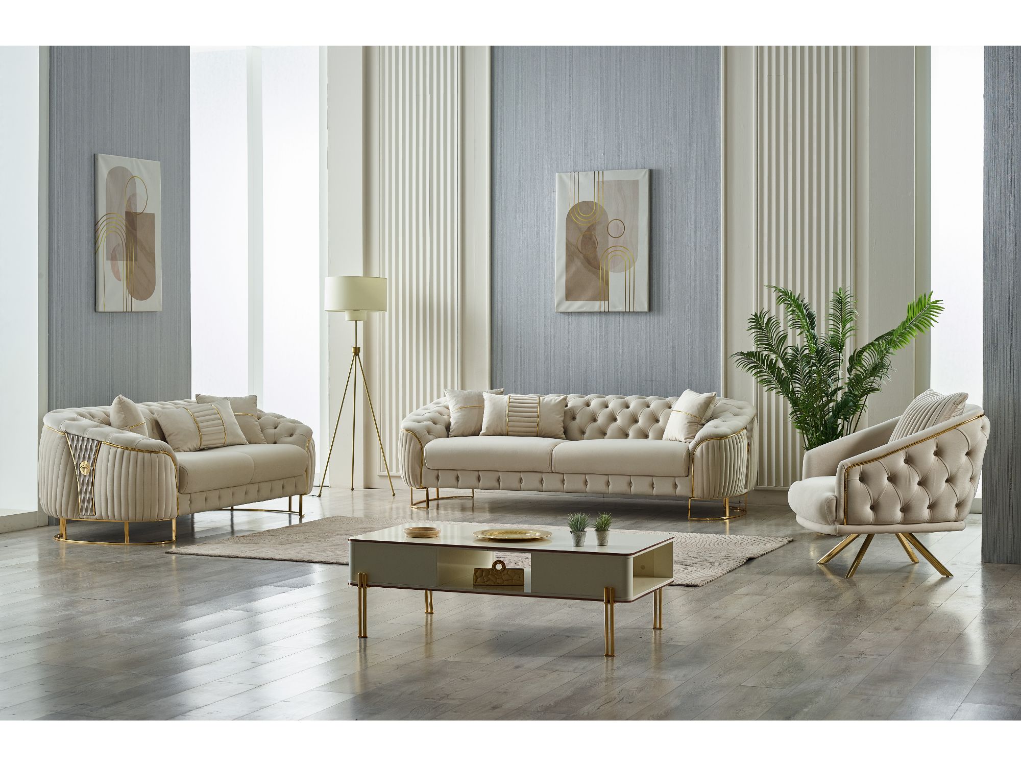 Lucas Stationary Loveseat Cream