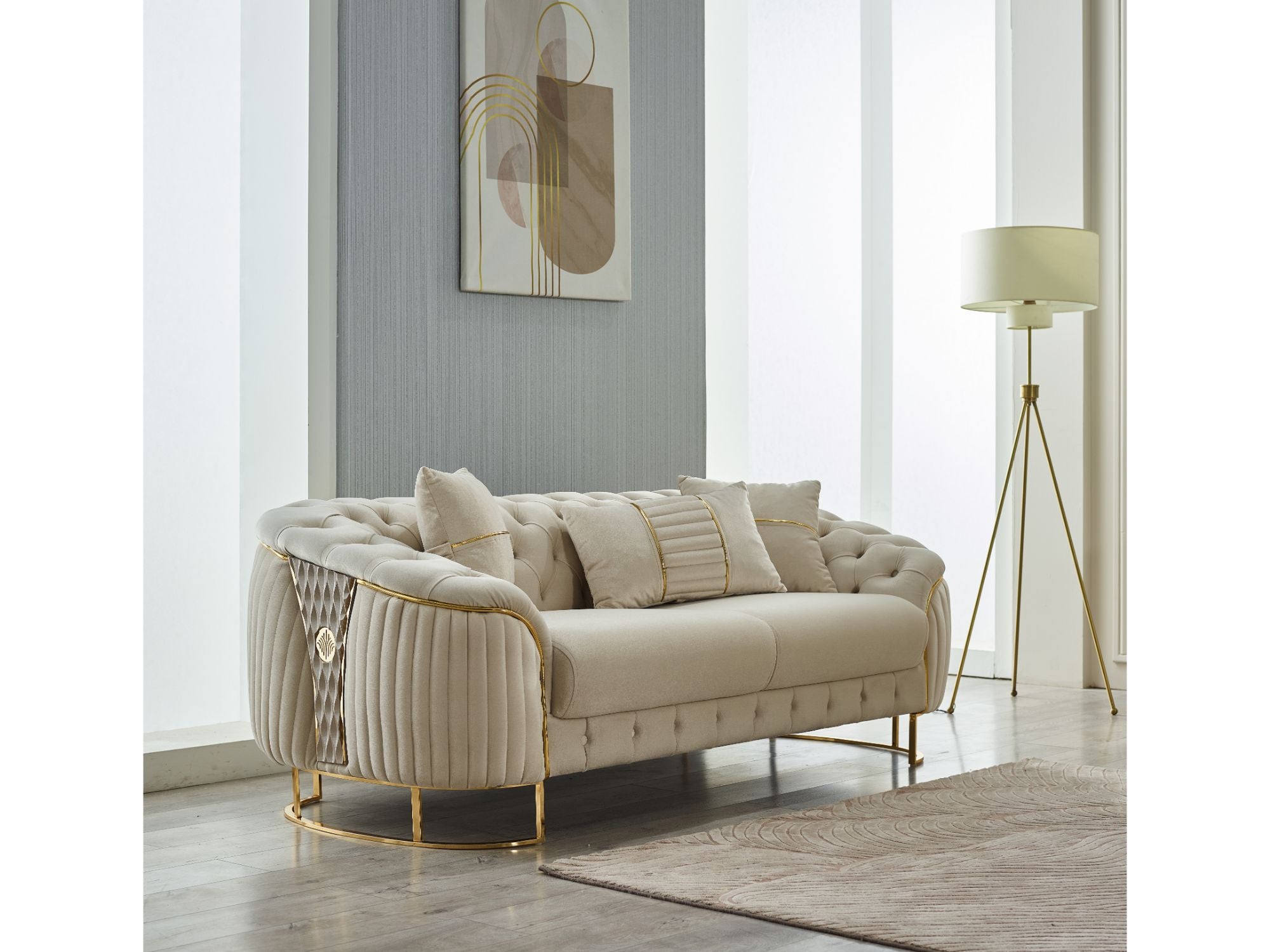 Lucas Stationary Loveseat Cream