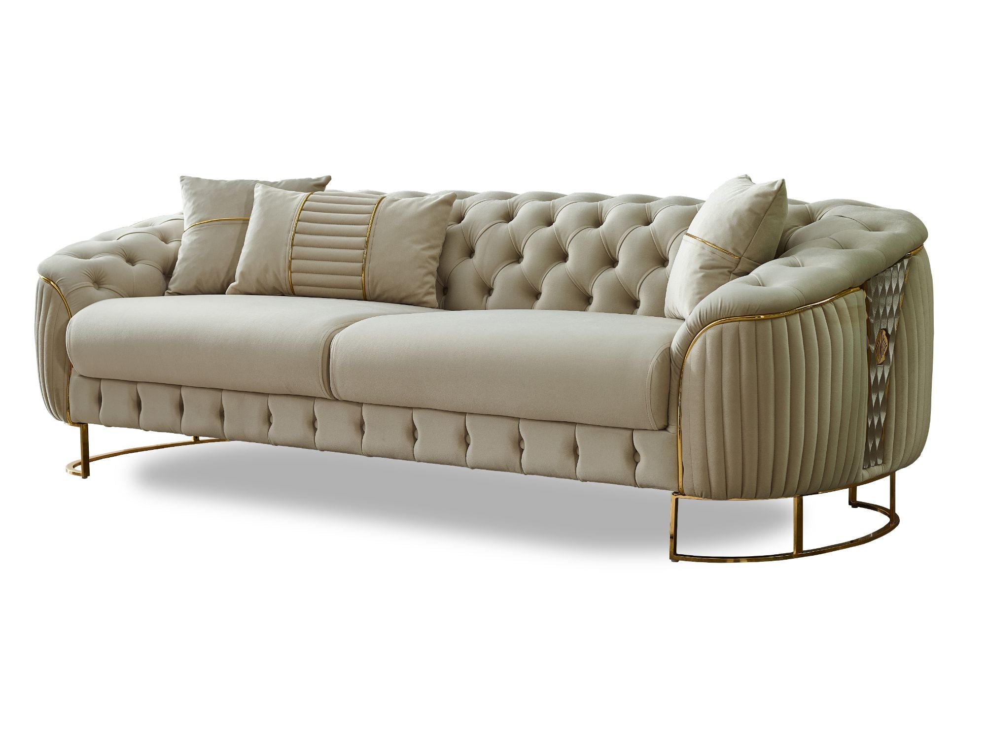 Lucas Stationary Livingroom (2 Sofa & 2 Chair) Cream