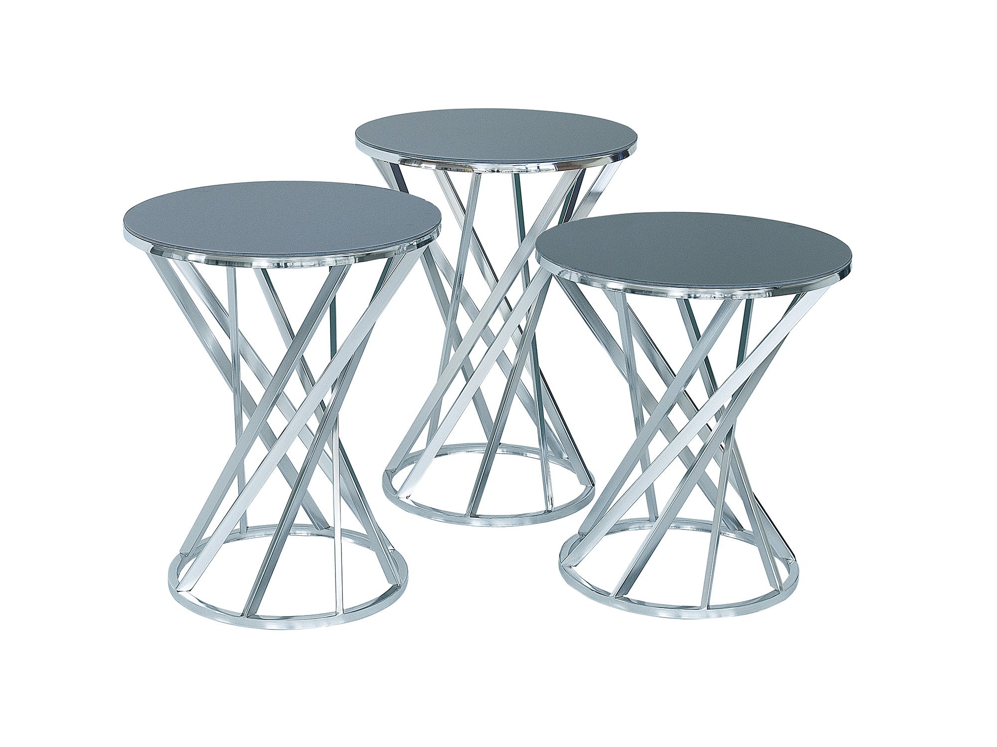 Luzzo Nesting Table Silver Legs - Black Top
