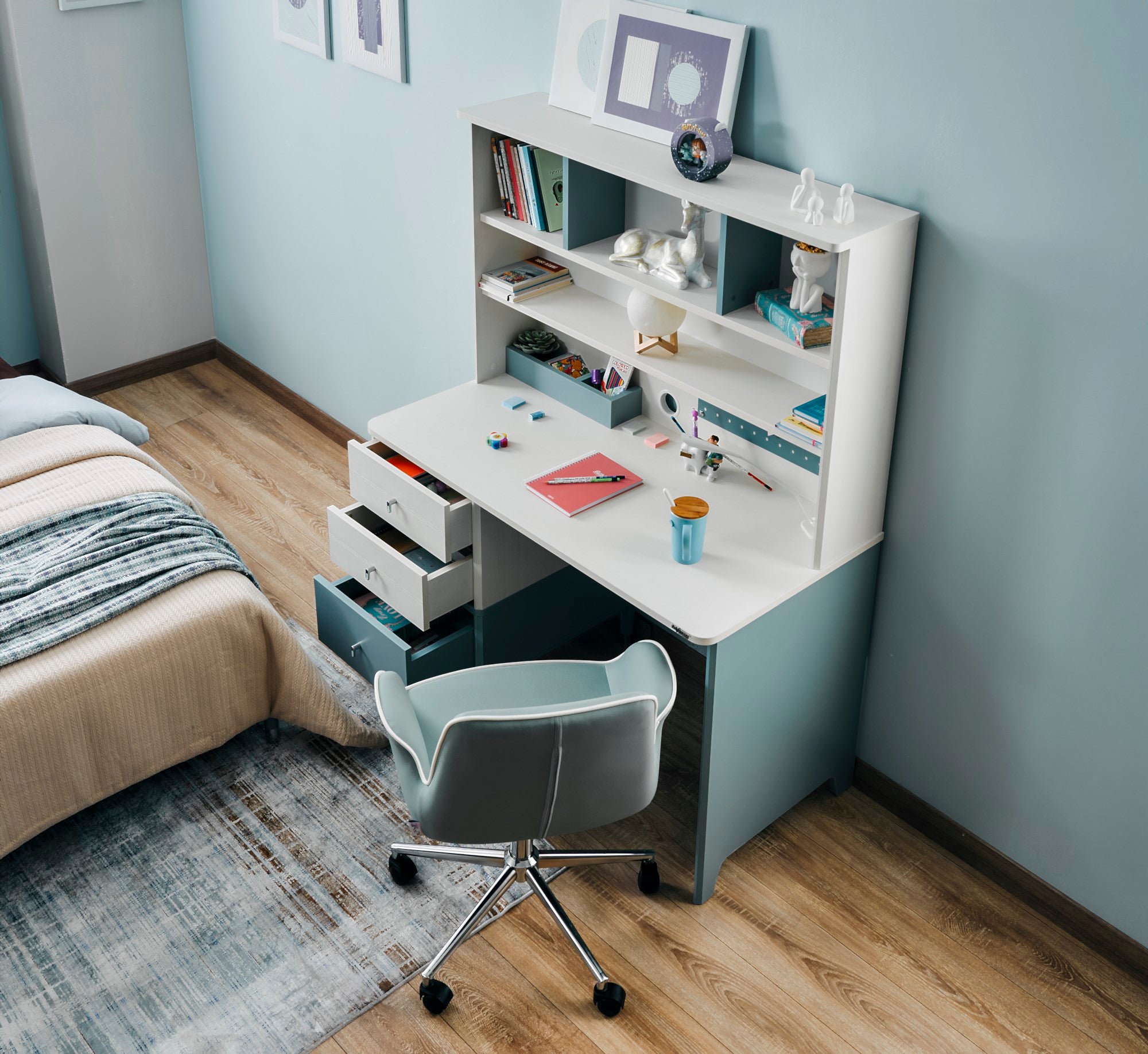 Marin Kids Room Set (Twin Bed & Study Desk & Nightstand)