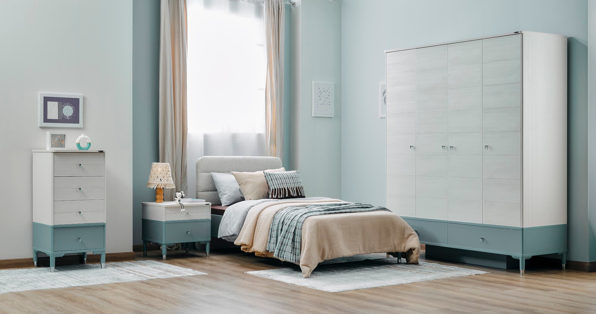 Marin Kids Room Set (Twin Bed & Study Desk & Nightstand)
