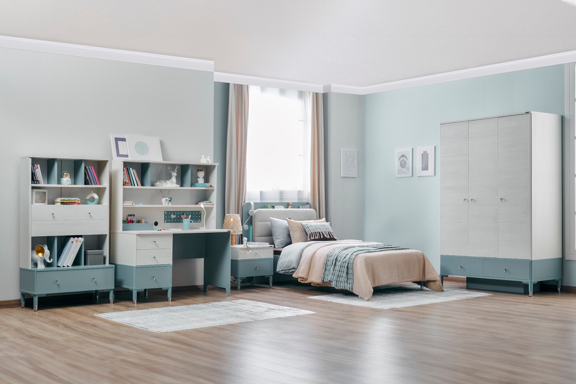 Marin Kids Room Set (Twin Bed & Study Desk & Nightstand)