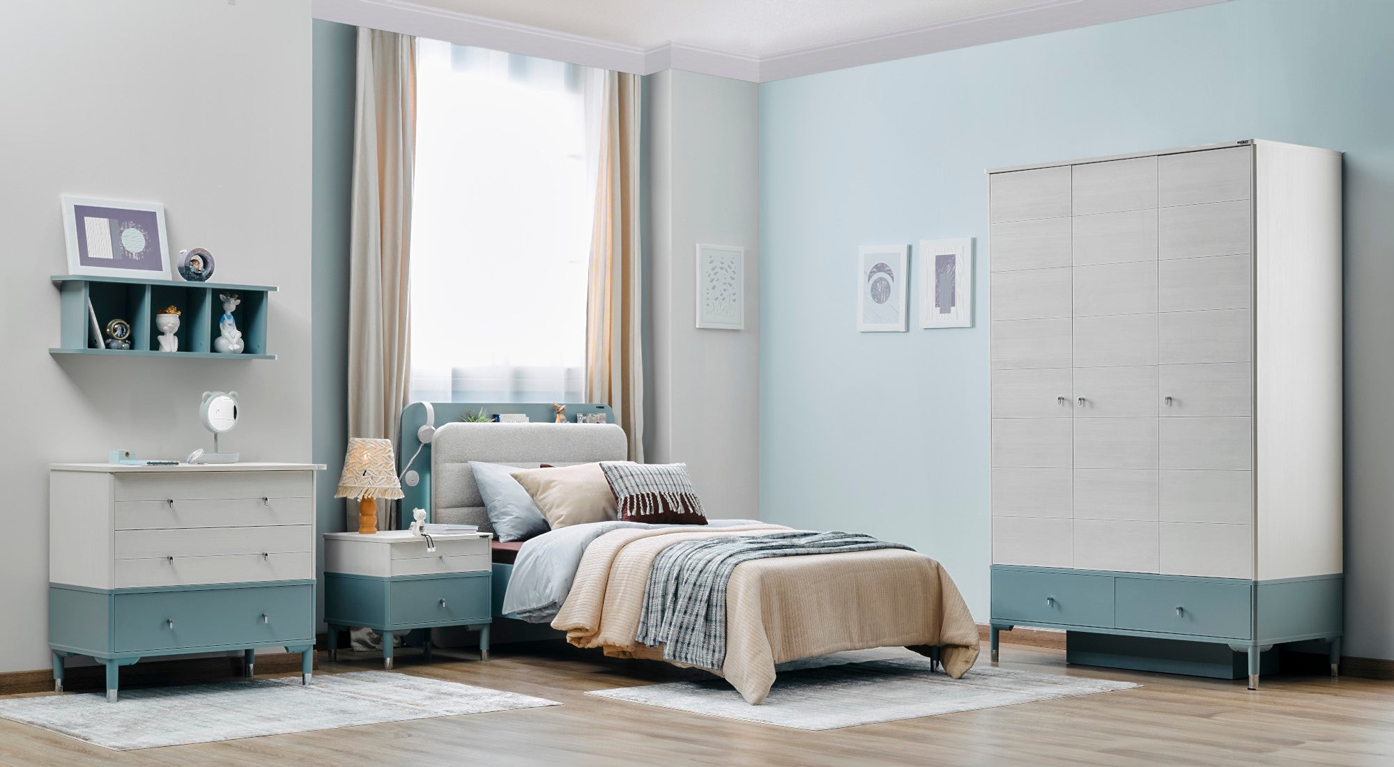 Marin Kids Room Set (Twin Bed & Study Desk & Nightstand)