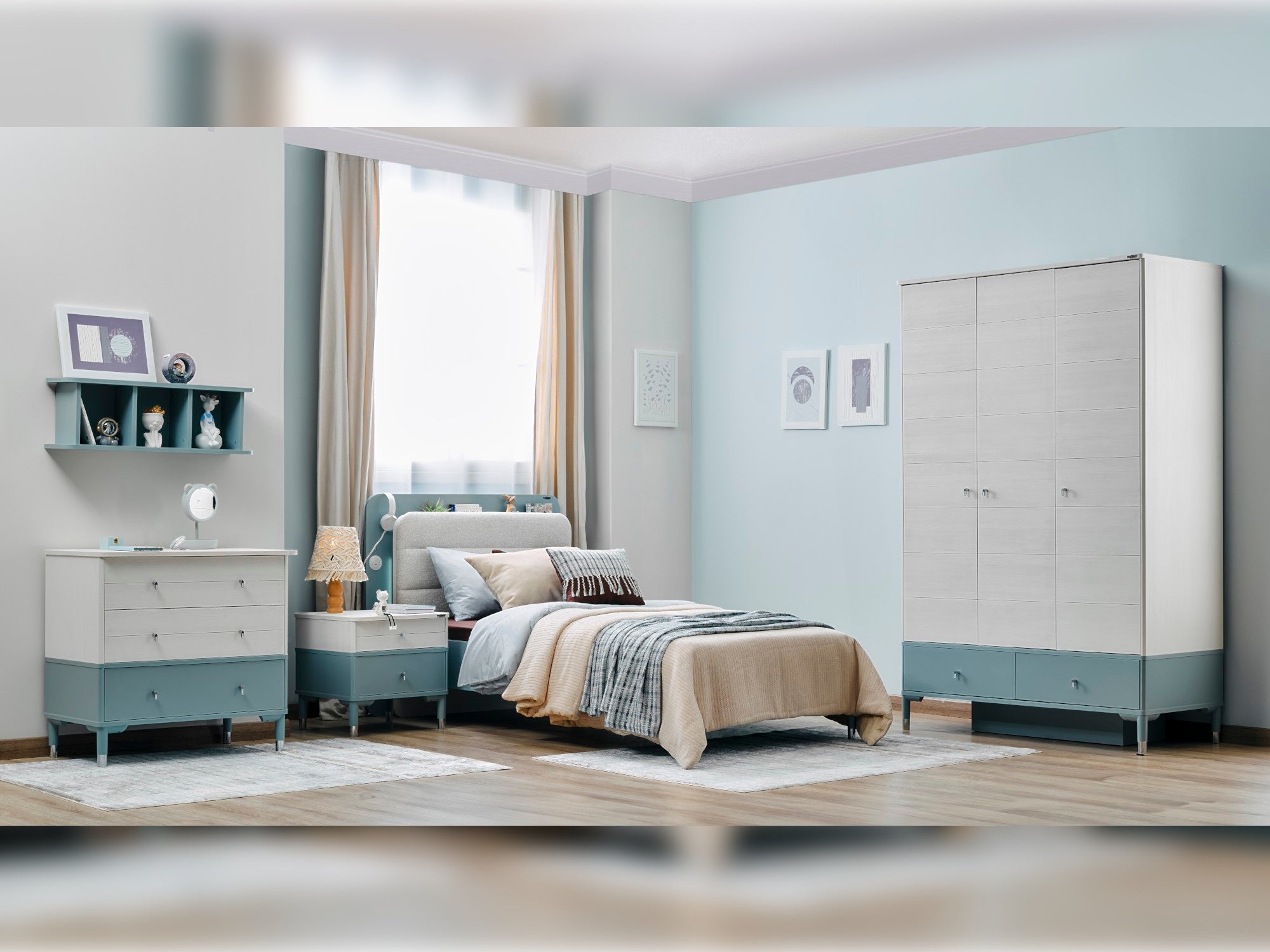 Marin Kids Room Set (Twin Bed & Study Desk & Nightstand)
