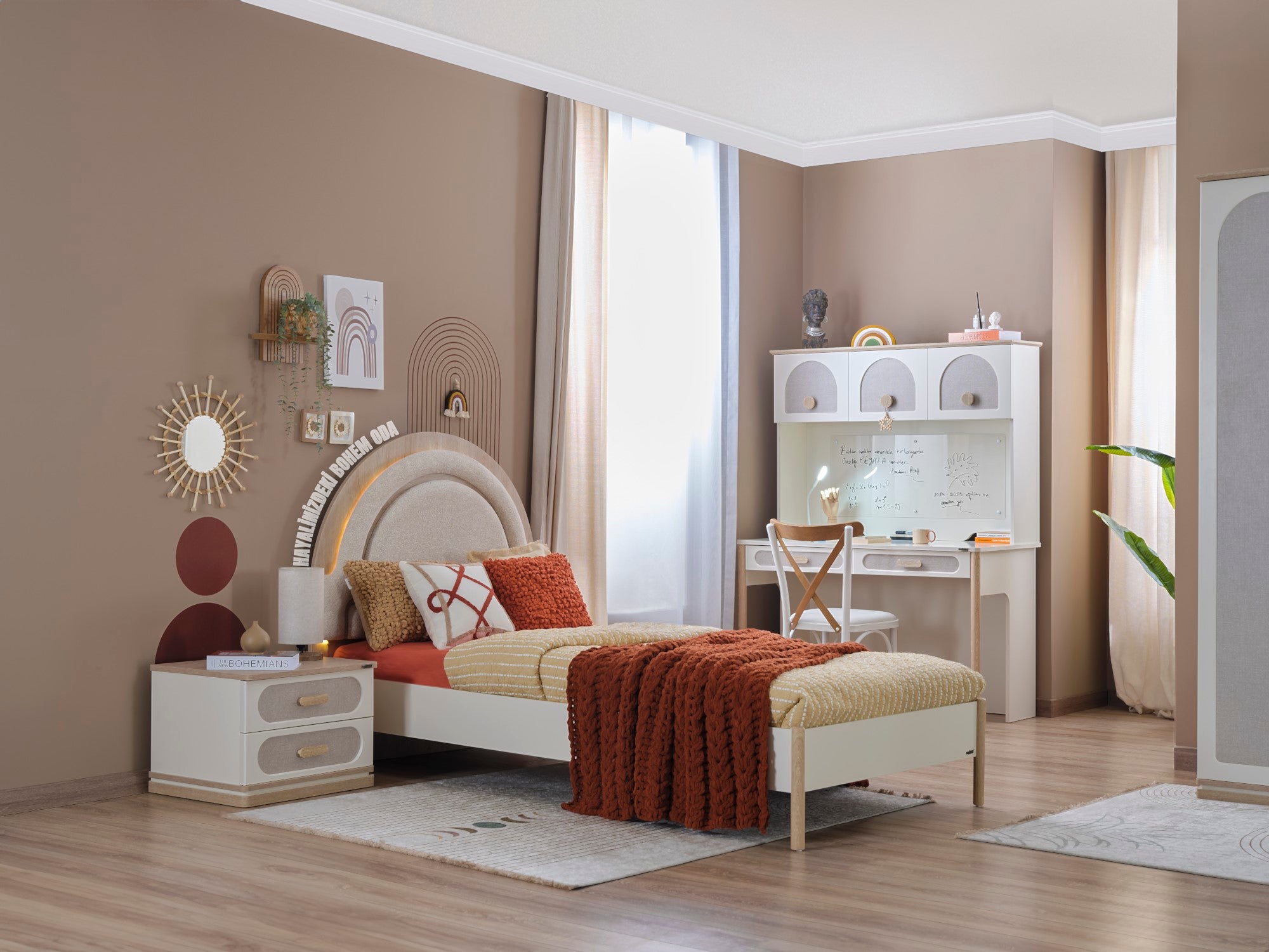 Mosso Kids Room Set (Twin Bed & Study Desk & Nightstand)