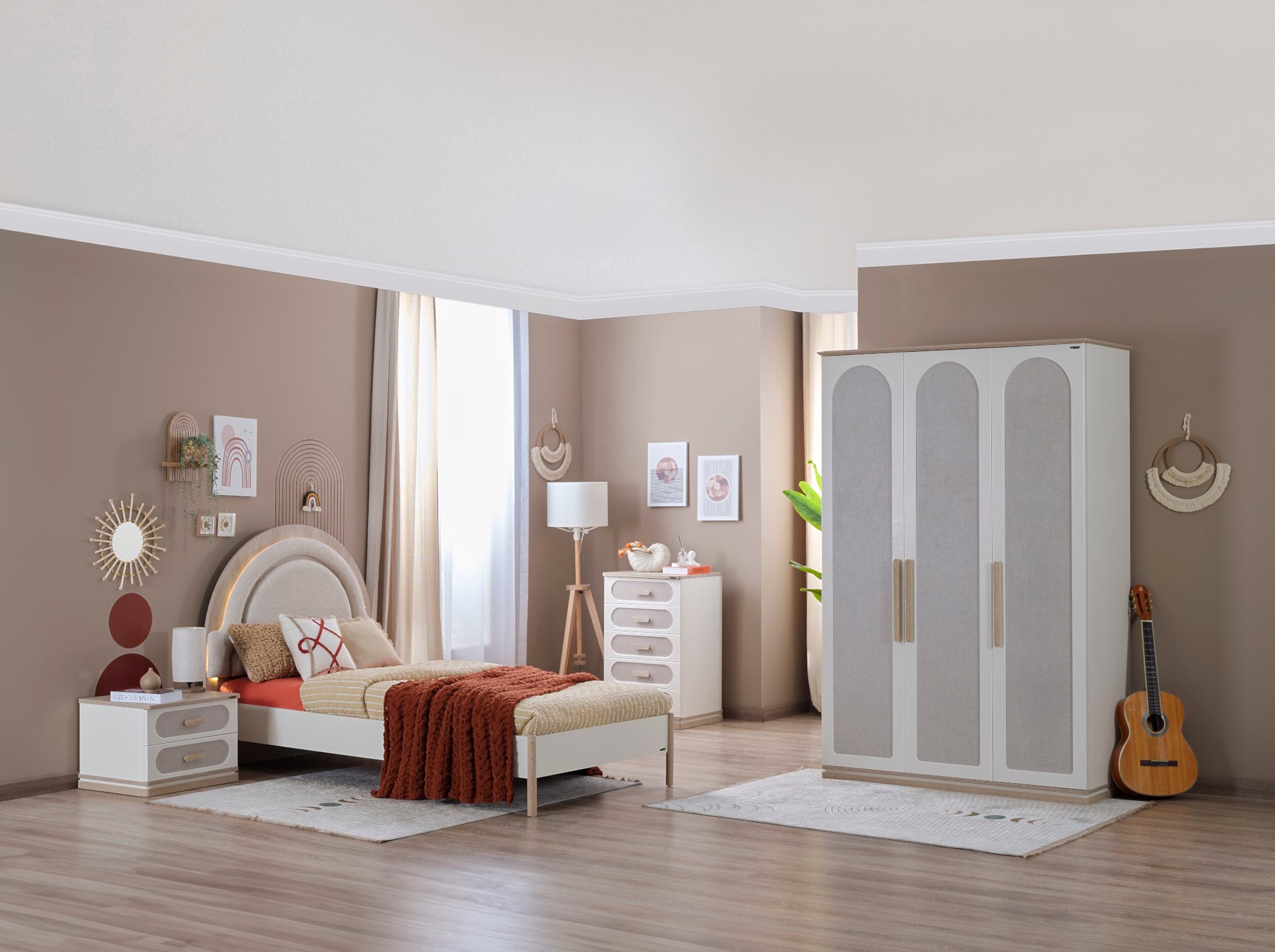 Mosso Kids Room Set (Twin Bed & Study Desk & Nightstand)